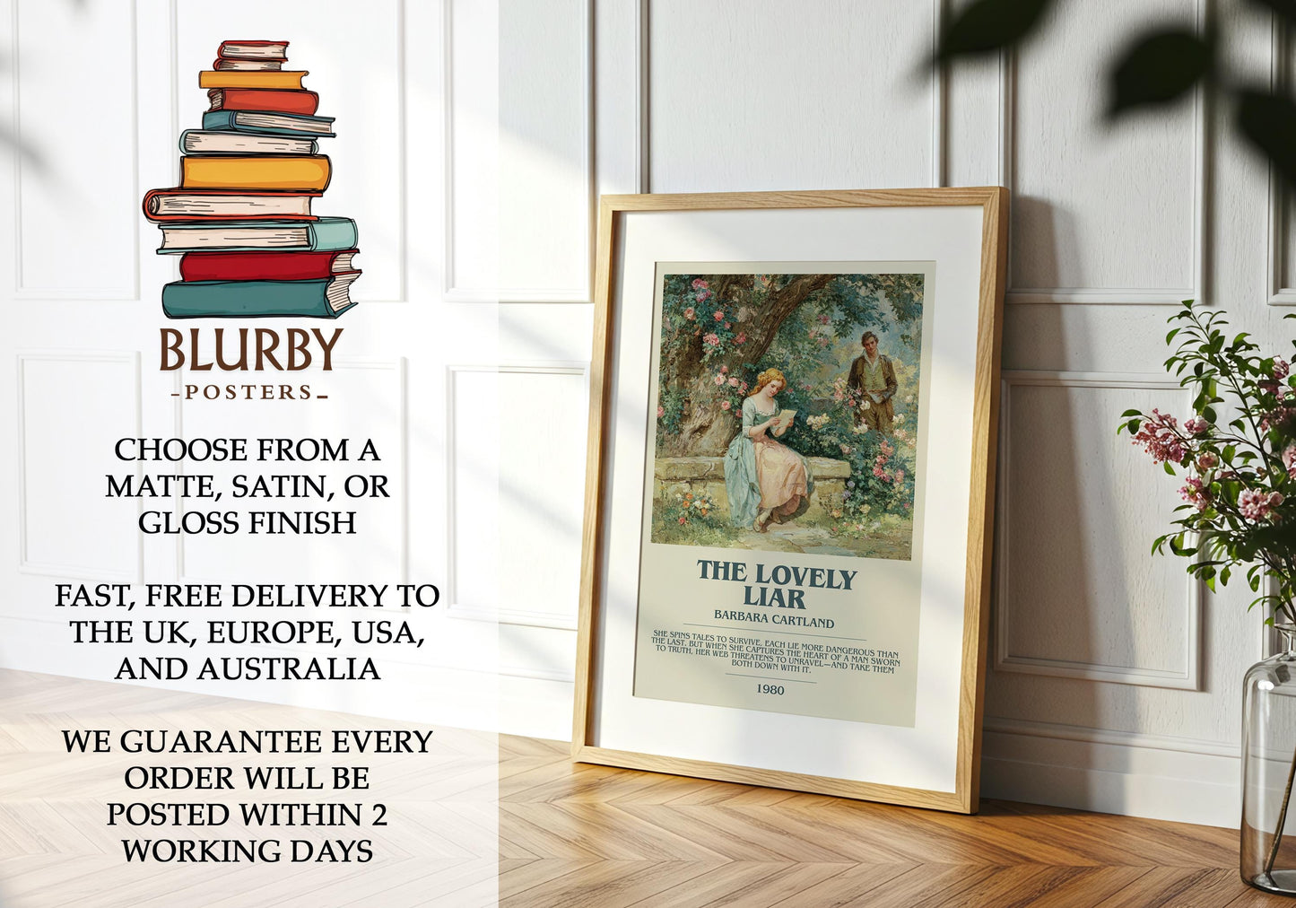 The Lovely Liar by Barbara Cartland | Descriptive Modern Book Art | Poster