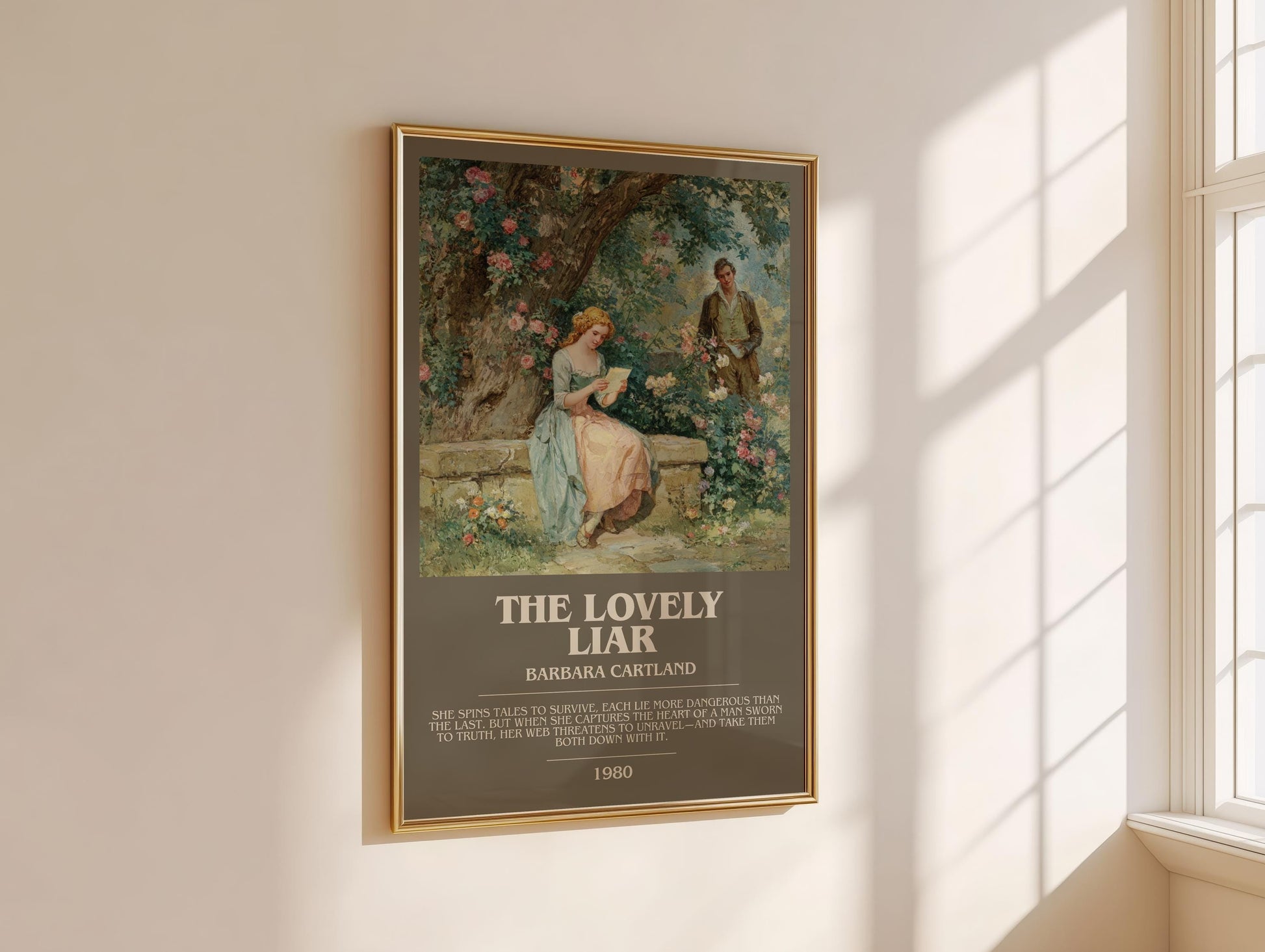 The Lovely Liar by Barbara Cartland | Descriptive Modern Book Art | Poster