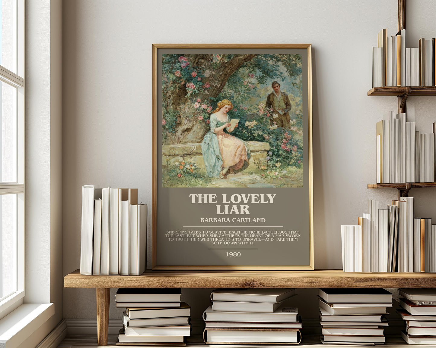 The Lovely Liar by Barbara Cartland | Descriptive Modern Book Art | Poster