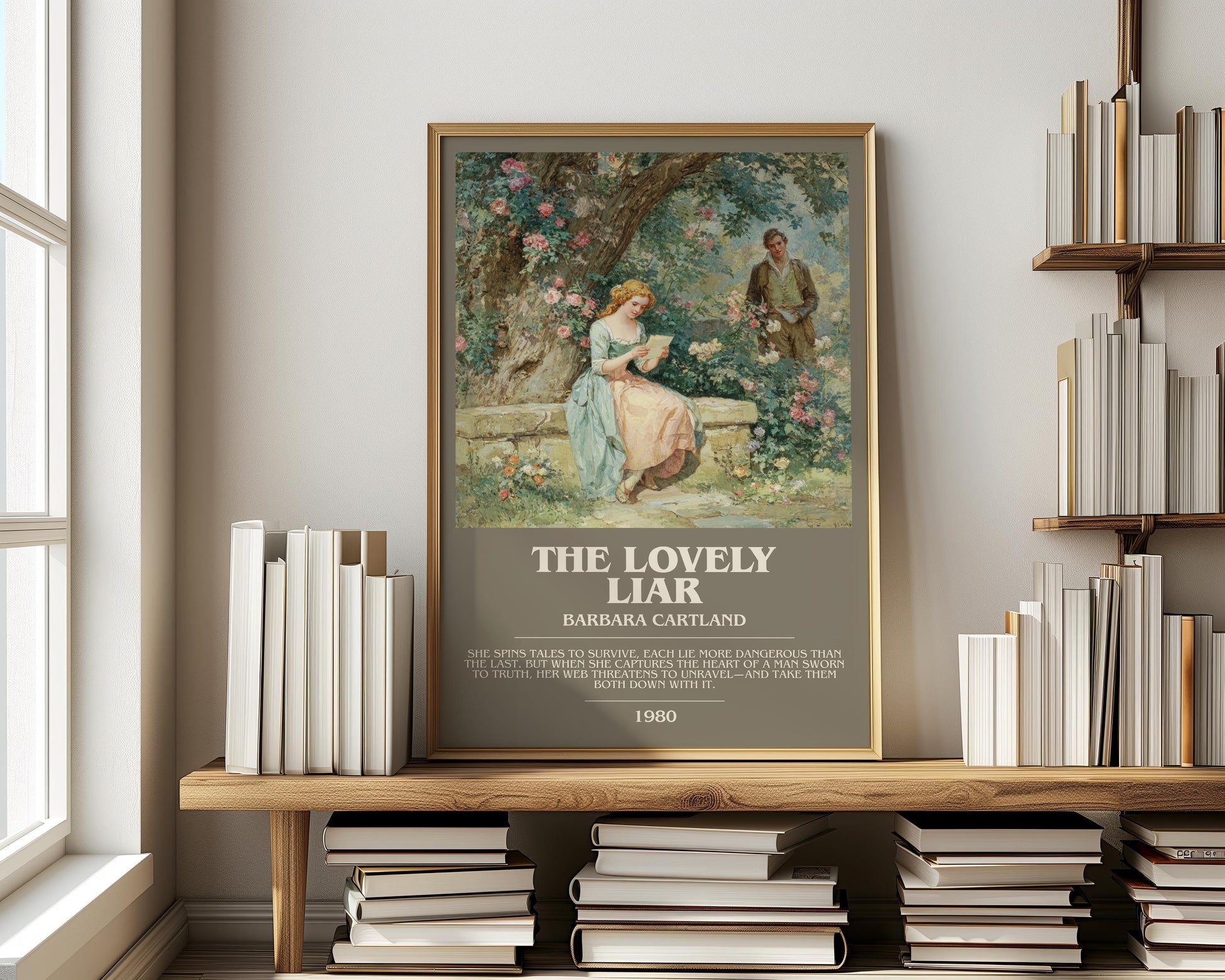 The Lovely Liar by Barbara Cartland | Descriptive Modern Book Art | Poster