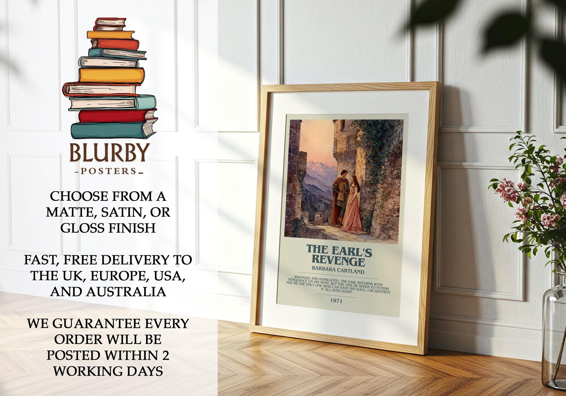 The Earl's Revenge by Barbara Cartland | Descriptive Modern Book Art | Poster