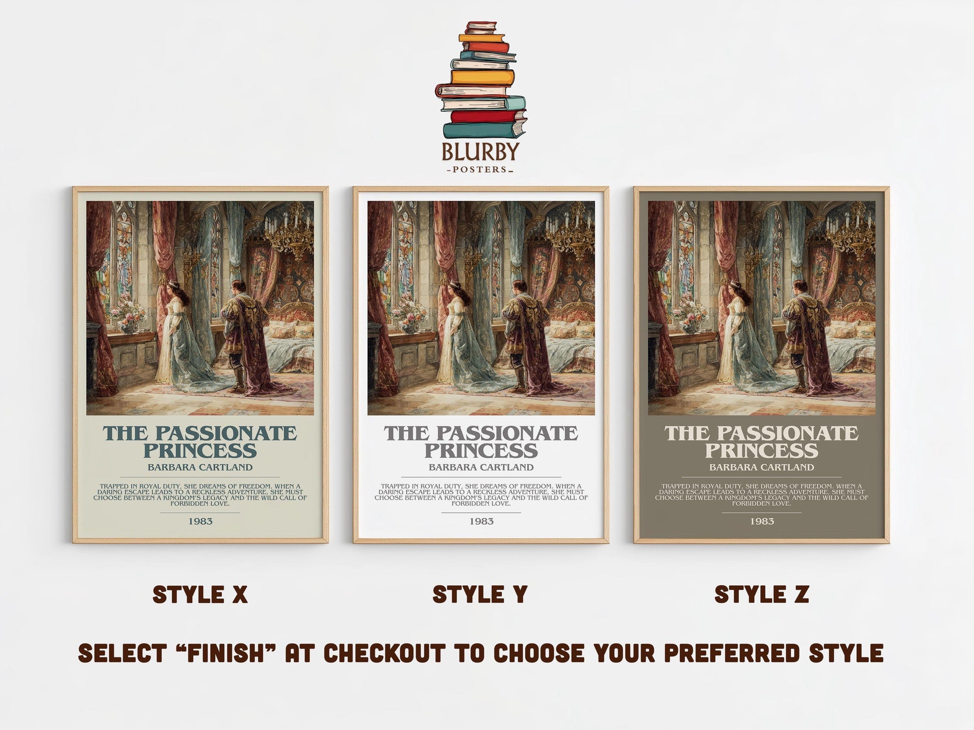 The Passionate Princess by Barbara Cartland | Descriptive Modern Book Art | Poster