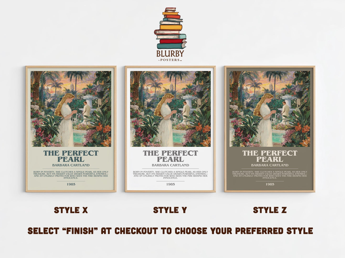 The Perfect Pearl by Barbara Cartland | Descriptive Modern Book Art | Poster