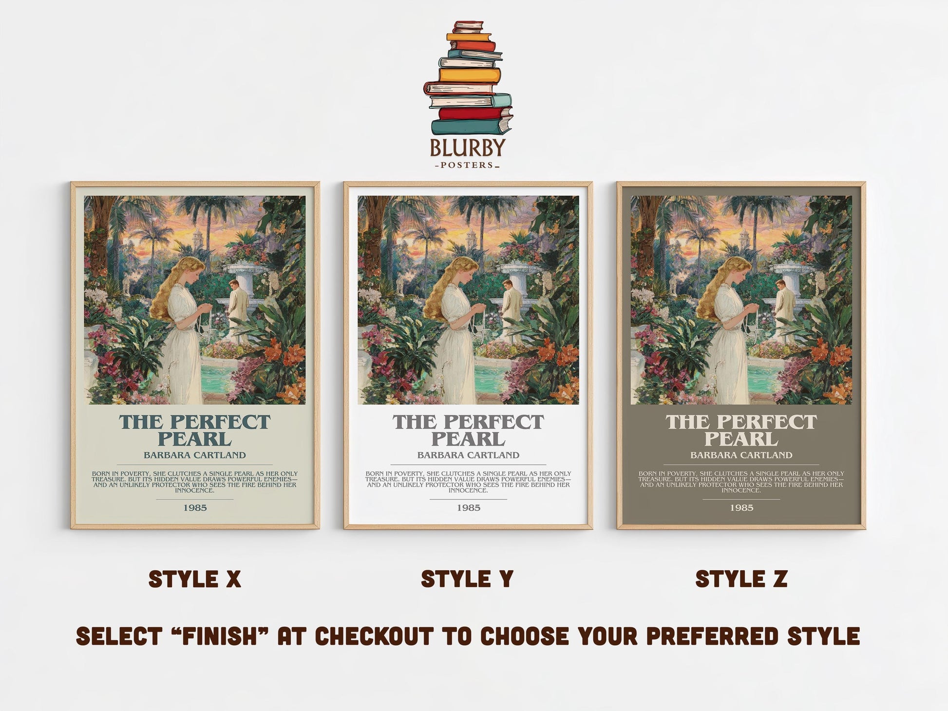 The Perfect Pearl by Barbara Cartland | Descriptive Modern Book Art | Poster