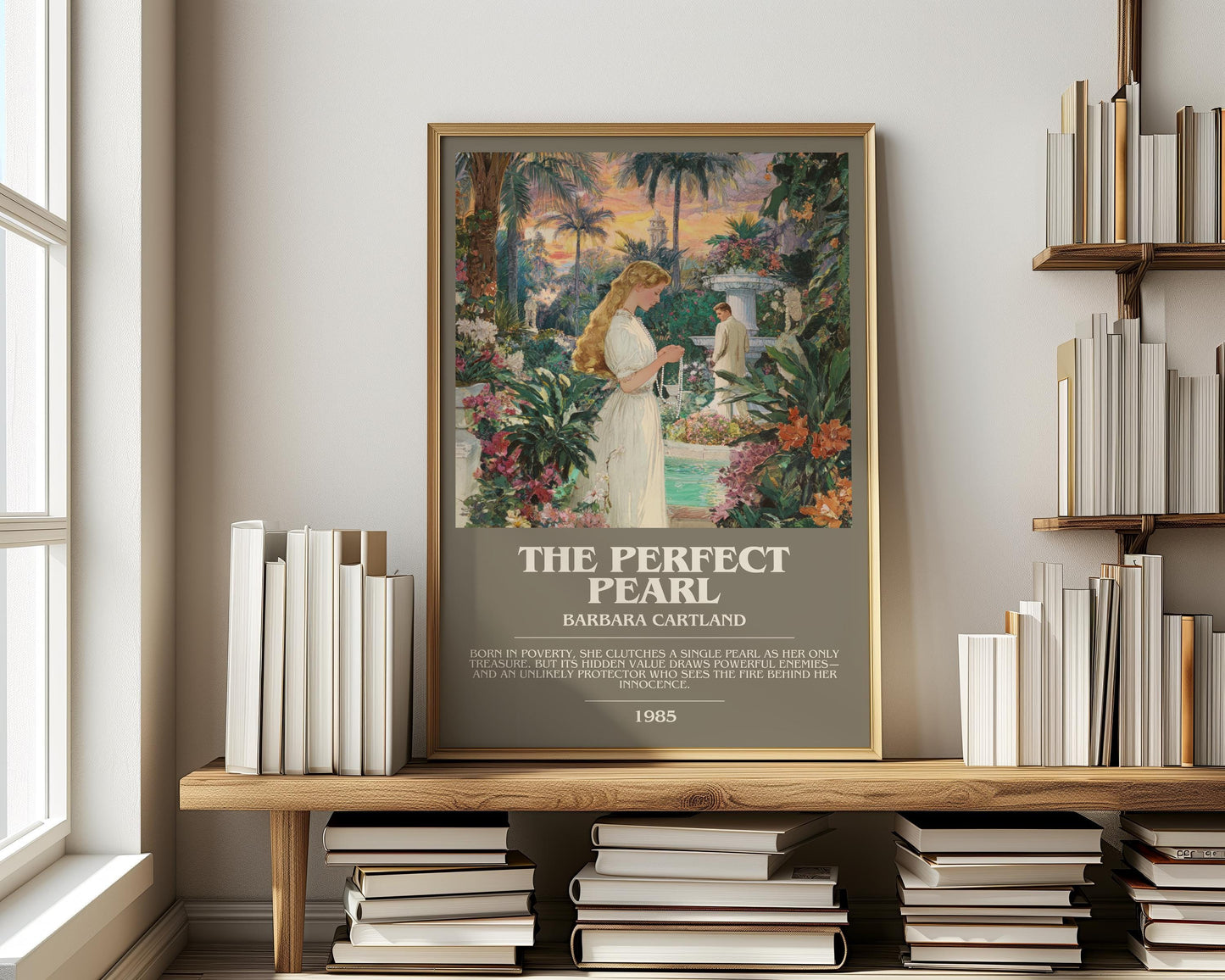 The Perfect Pearl by Barbara Cartland | Descriptive Modern Book Art | Poster