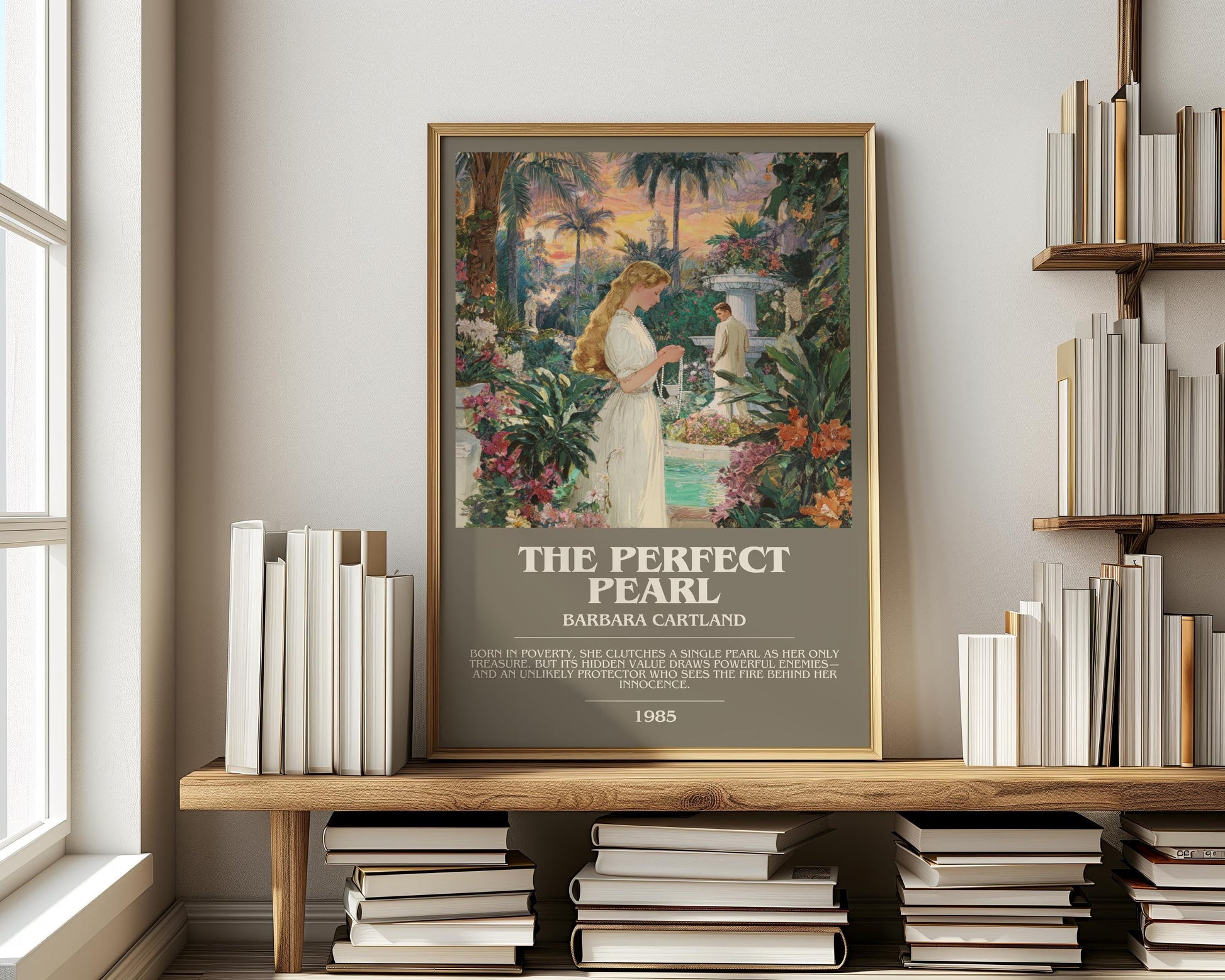 The Perfect Pearl by Barbara Cartland | Descriptive Modern Book Art | Poster