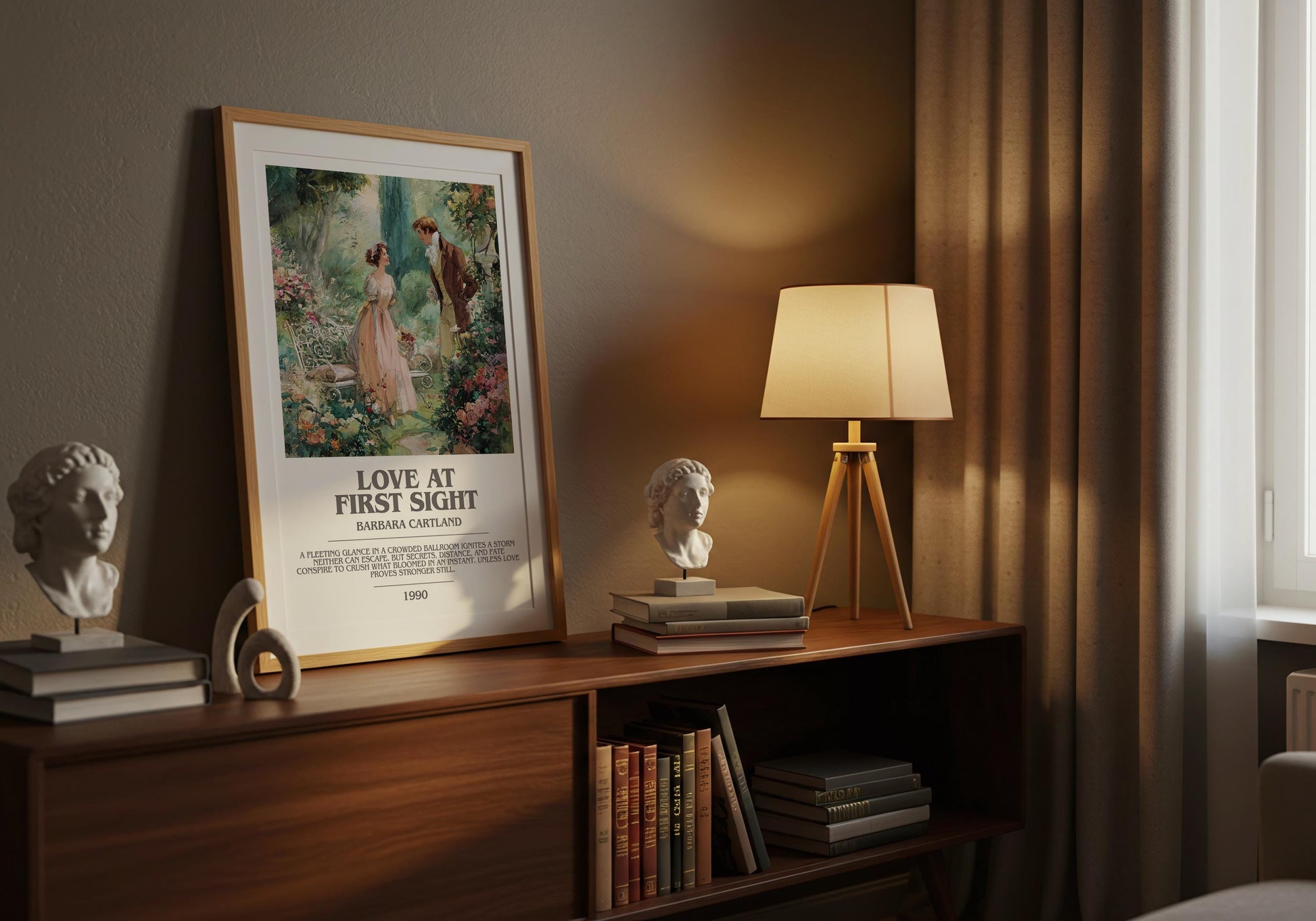 Love At First Sight by Barbara Cartland | Descriptive Modern Book Art | Poster