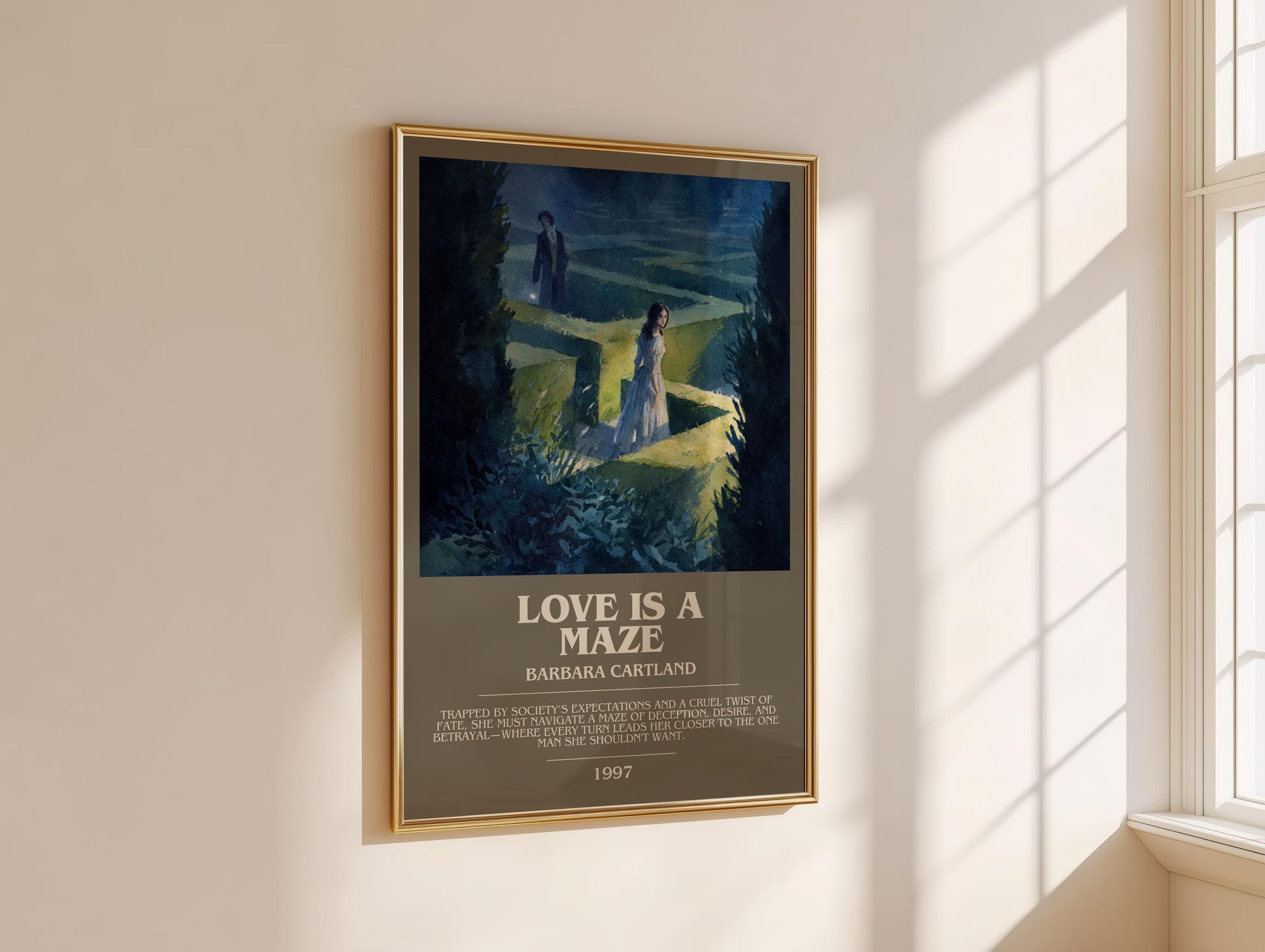 Love Is A Maze by Barbara Cartland | Descriptive Modern Book Art | Poster