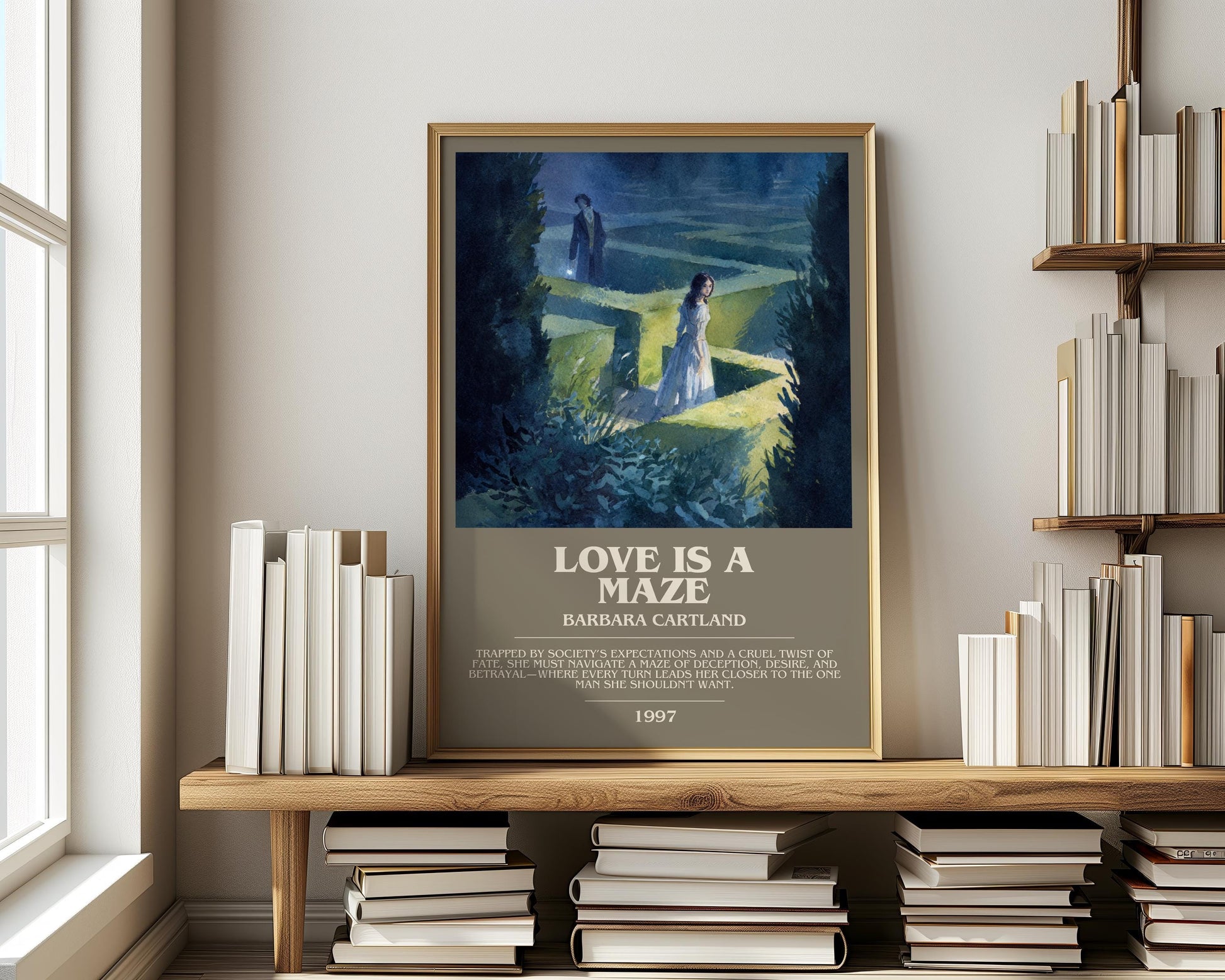 Love Is A Maze by Barbara Cartland | Descriptive Modern Book Art | Poster