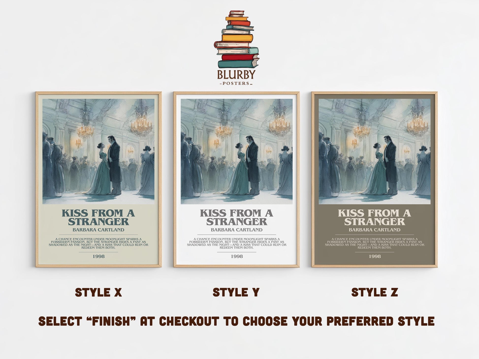 Kiss From A Stranger by Barbara Cartland | Descriptive Modern Book Art | Poster