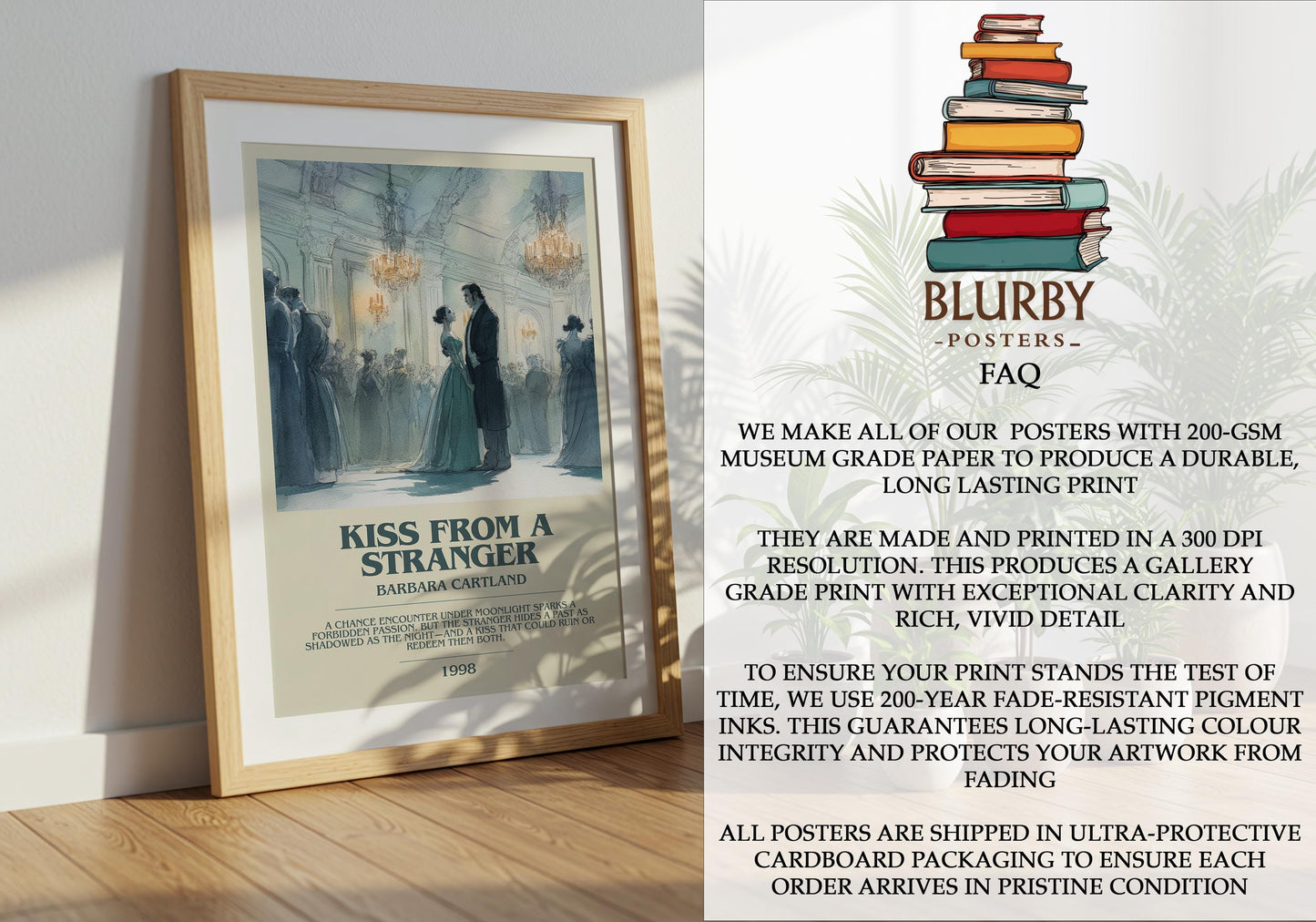 Kiss From A Stranger by Barbara Cartland | Descriptive Modern Book Art | Poster