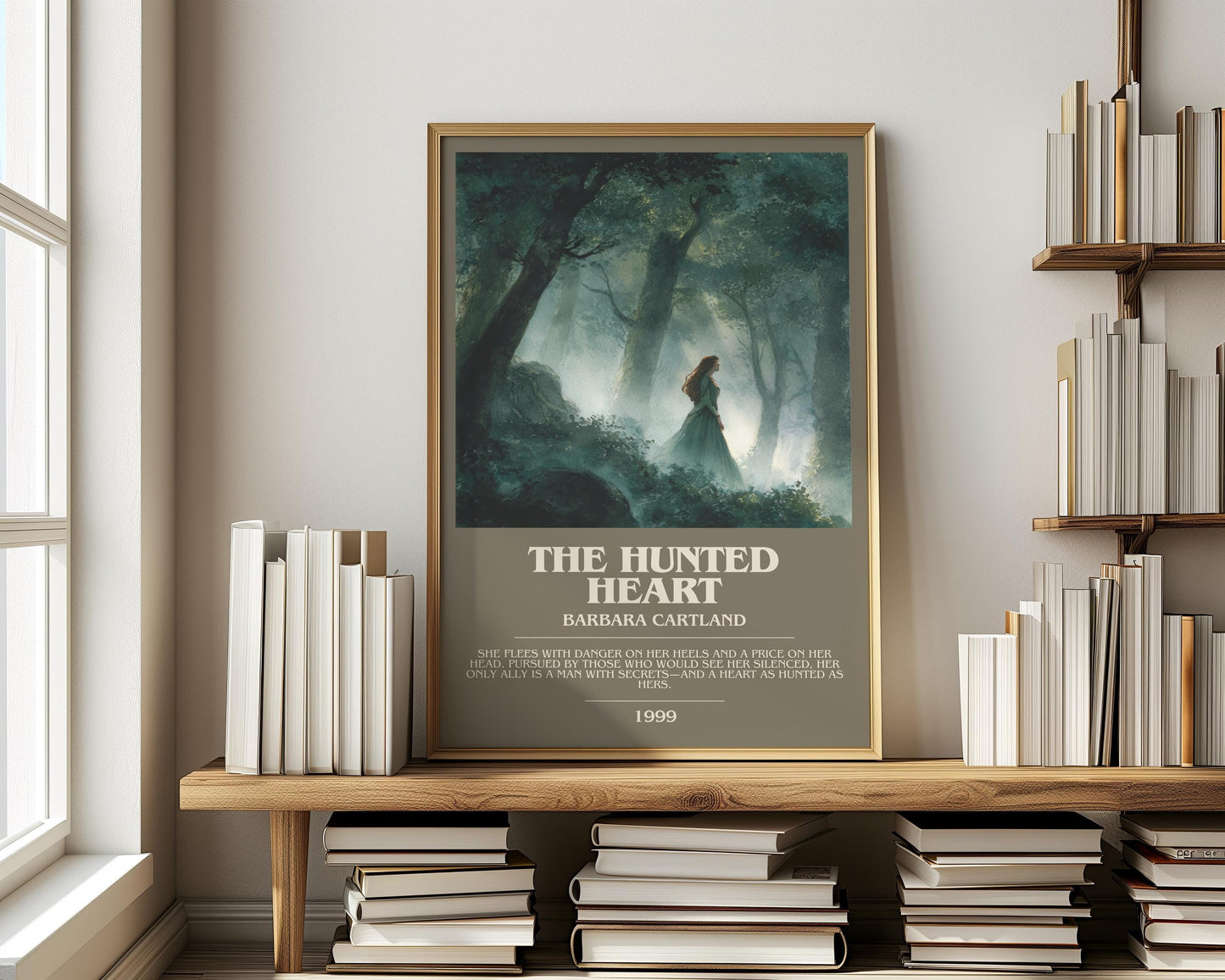 The Hunted Heart by Barbara Cartland | Descriptive Modern Book Art | Poster