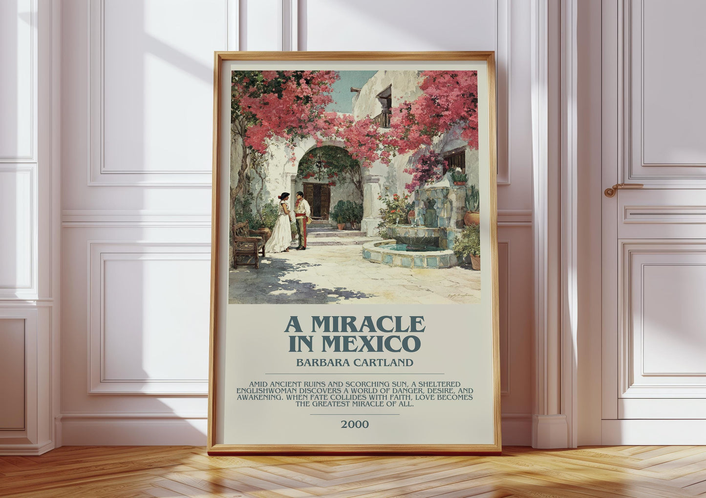 A Miracle in Mexico bookish print in frame leaning in hallway – childrens wall art