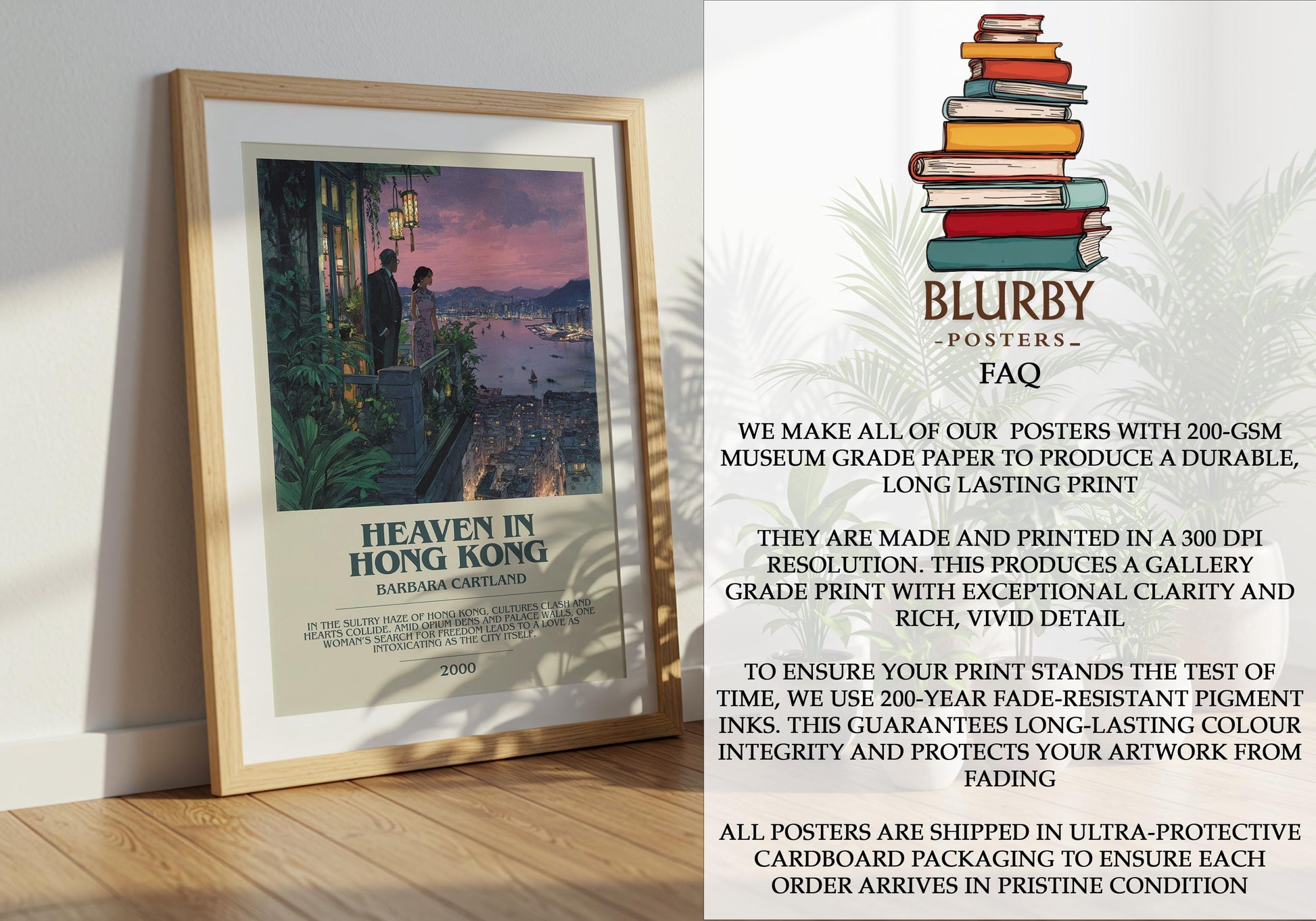 Heaven In Hong Kong by Barbara Cartland | Descriptive Modern Book Art | Poster