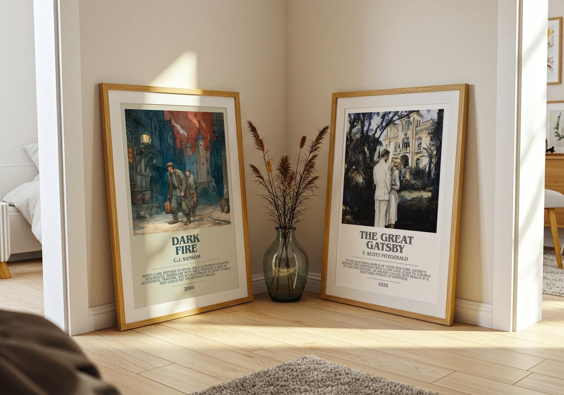 Dark Fire bookish poster paired in gallery wall – literary art prints