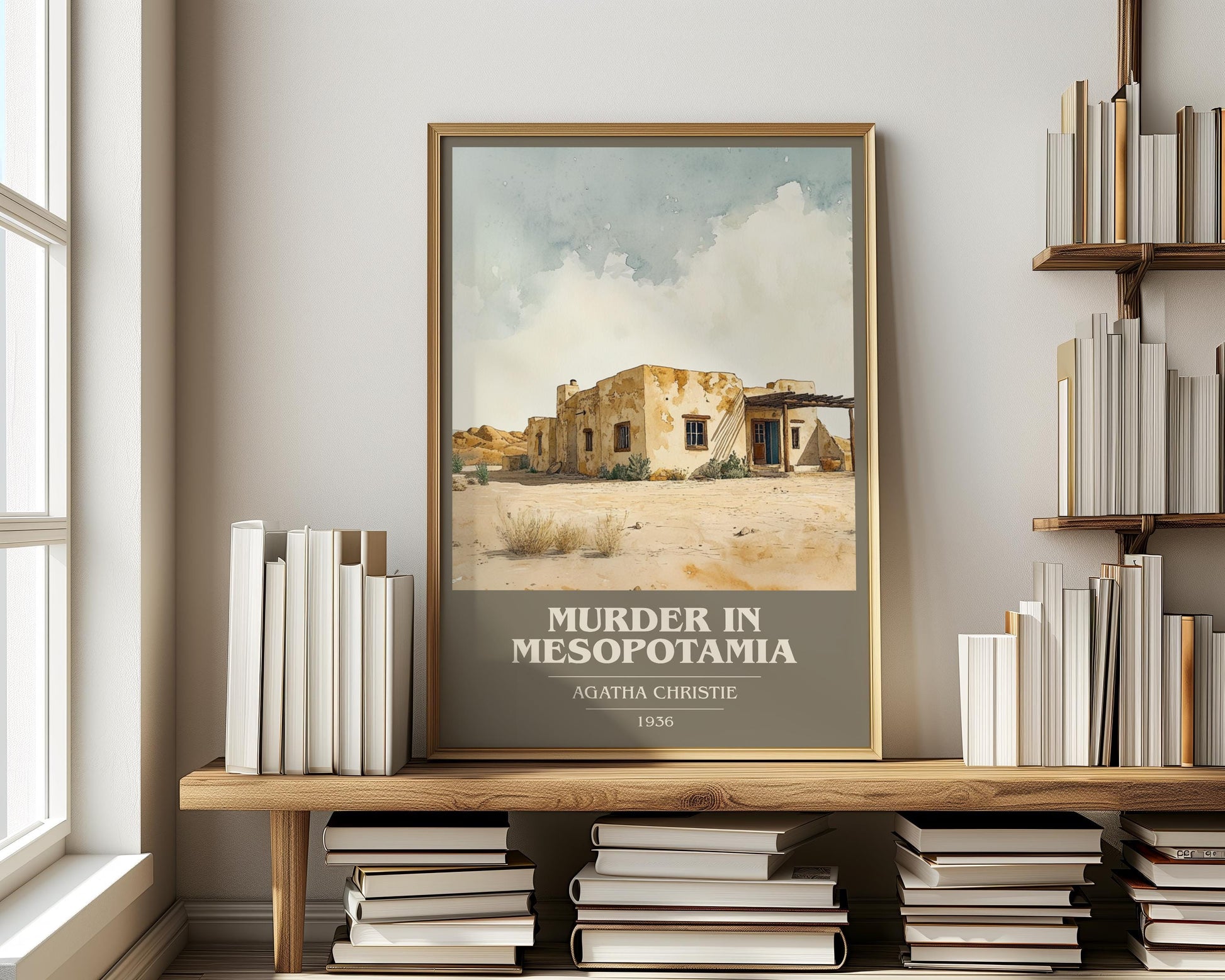 Murder in Mesopotamia book cover poster paired in gallery wall – literary art prints