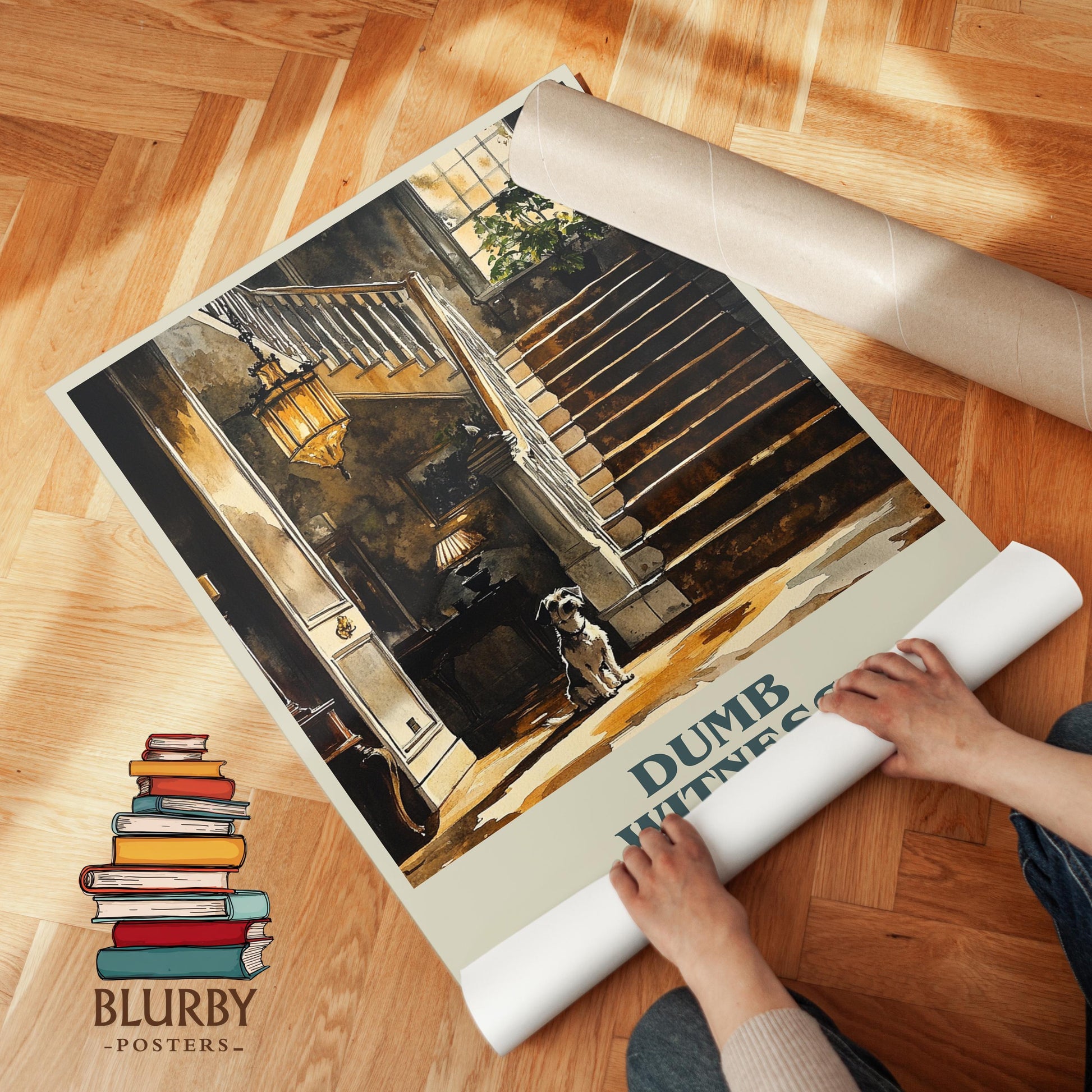 Dumb Witness book poster packaging – museum-quality print rolled in protective tube