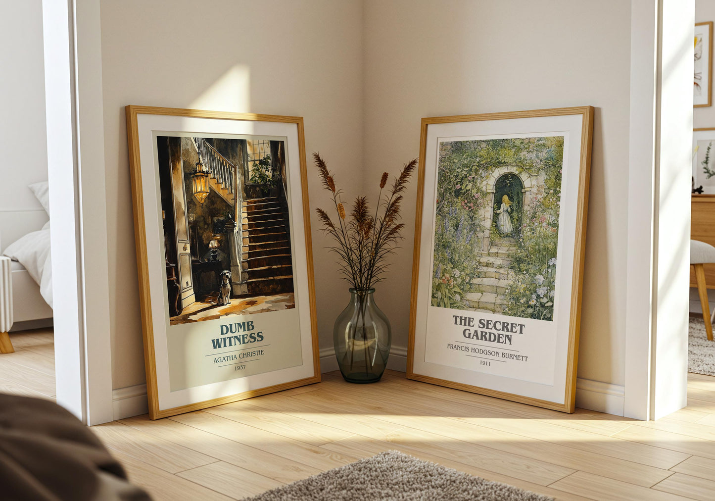 Dumb Witness book cover poster paired in gallery wall – literary art prints