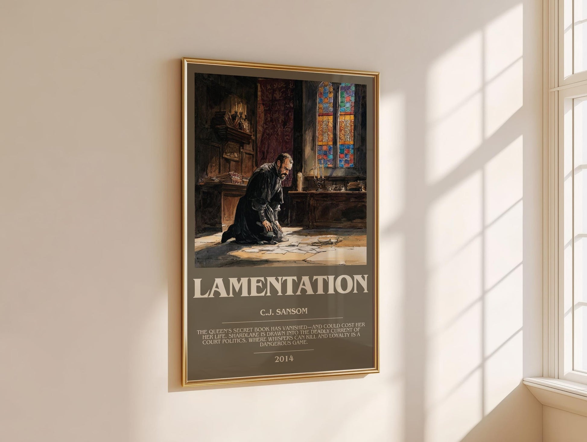 Lamentation bookish book poster framed on wall – historical fiction wall art