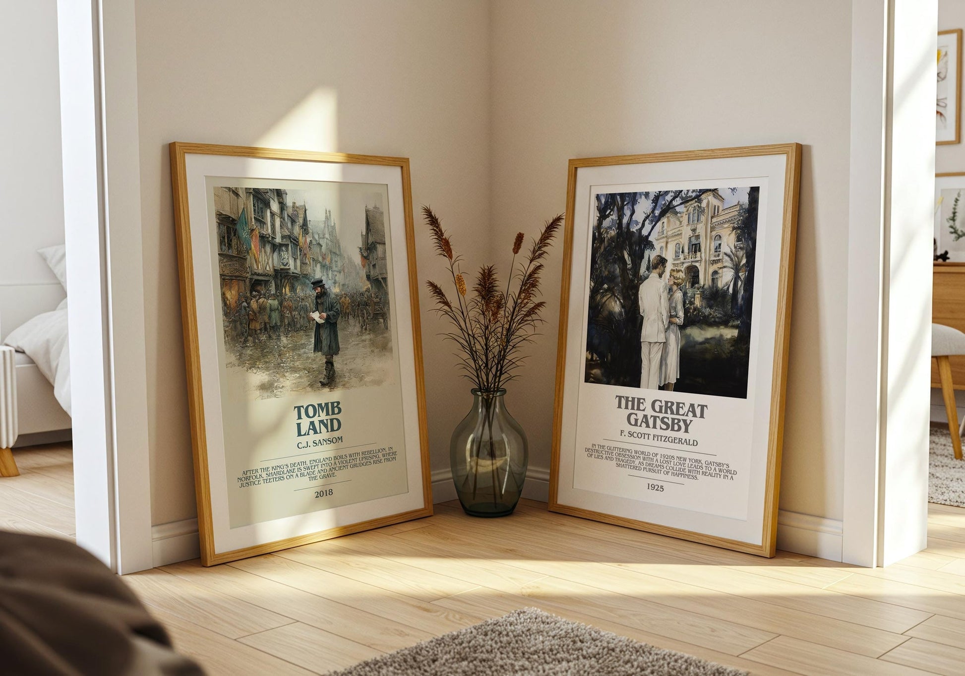 Tombland bookish print on bookshelf – C.J. Sansom fan gift