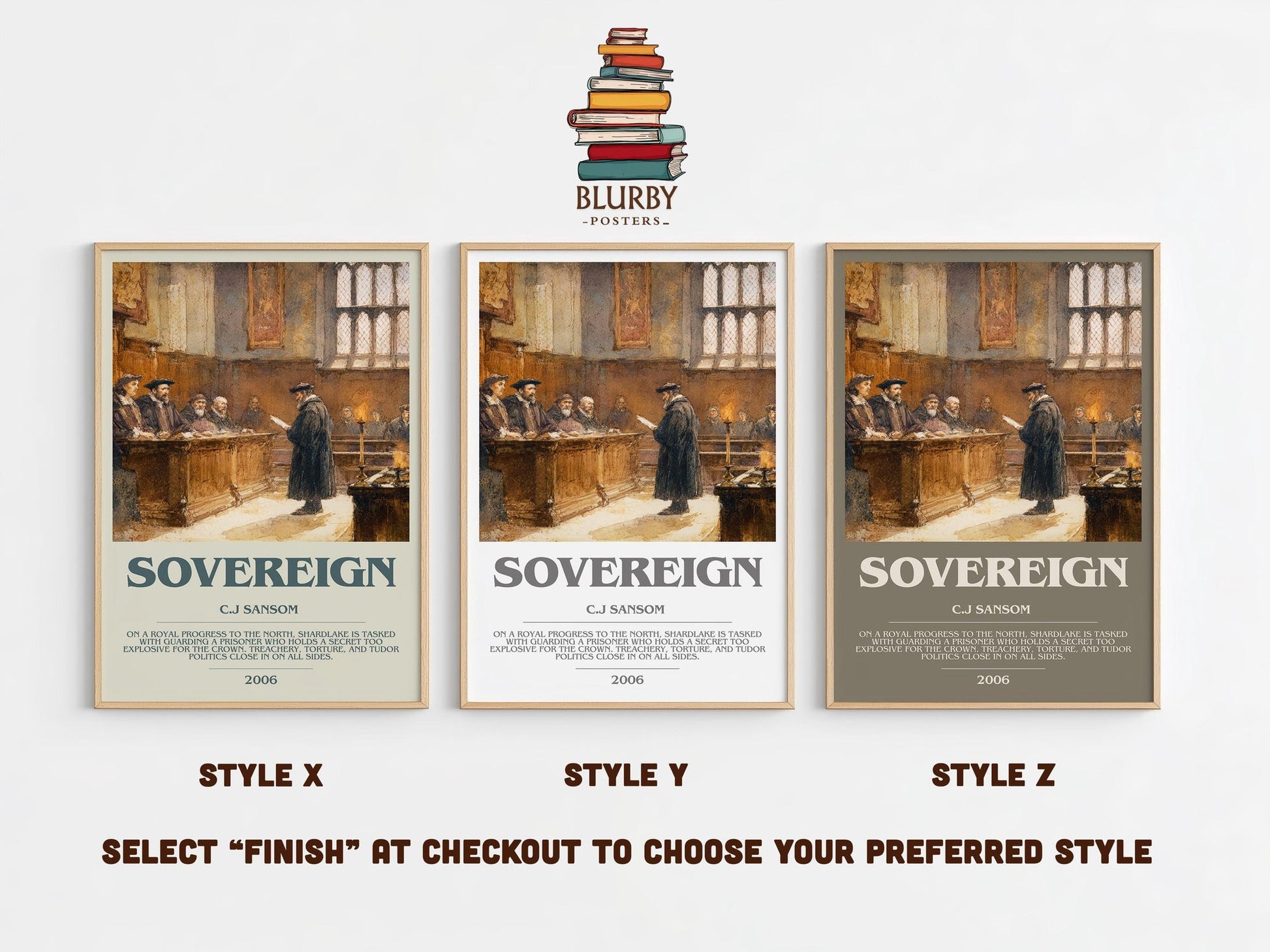 Sovereign bookish poster colour and style options – C.J Sansom book art
