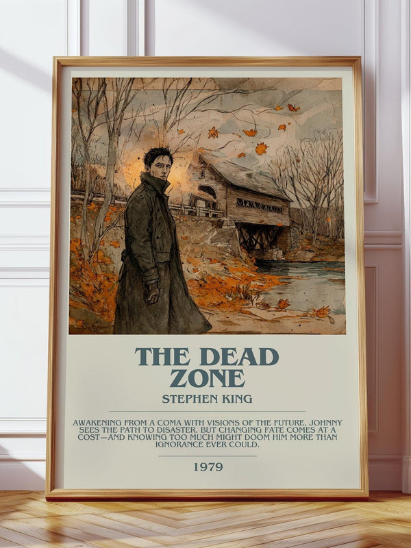 The Dead Zone bookish print in frame leaning in hallway – thriller wall art