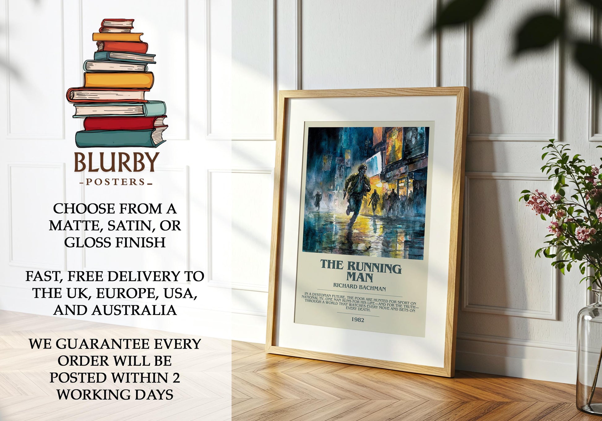 The Running Man book poster packaging – museum-quality print rolled in protective tube