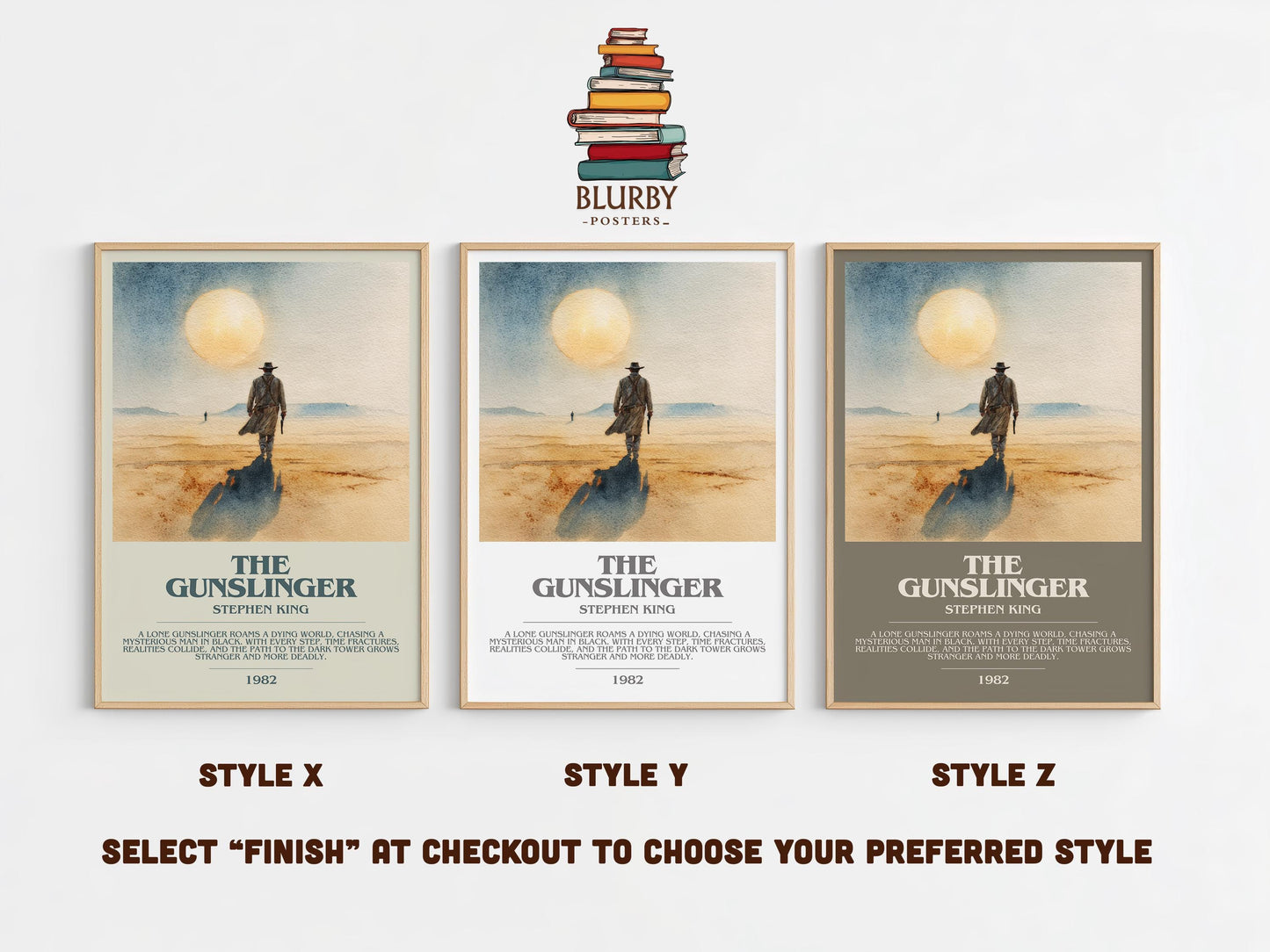 The Gunslinger bookish poster colour and style options – Stephen King book art