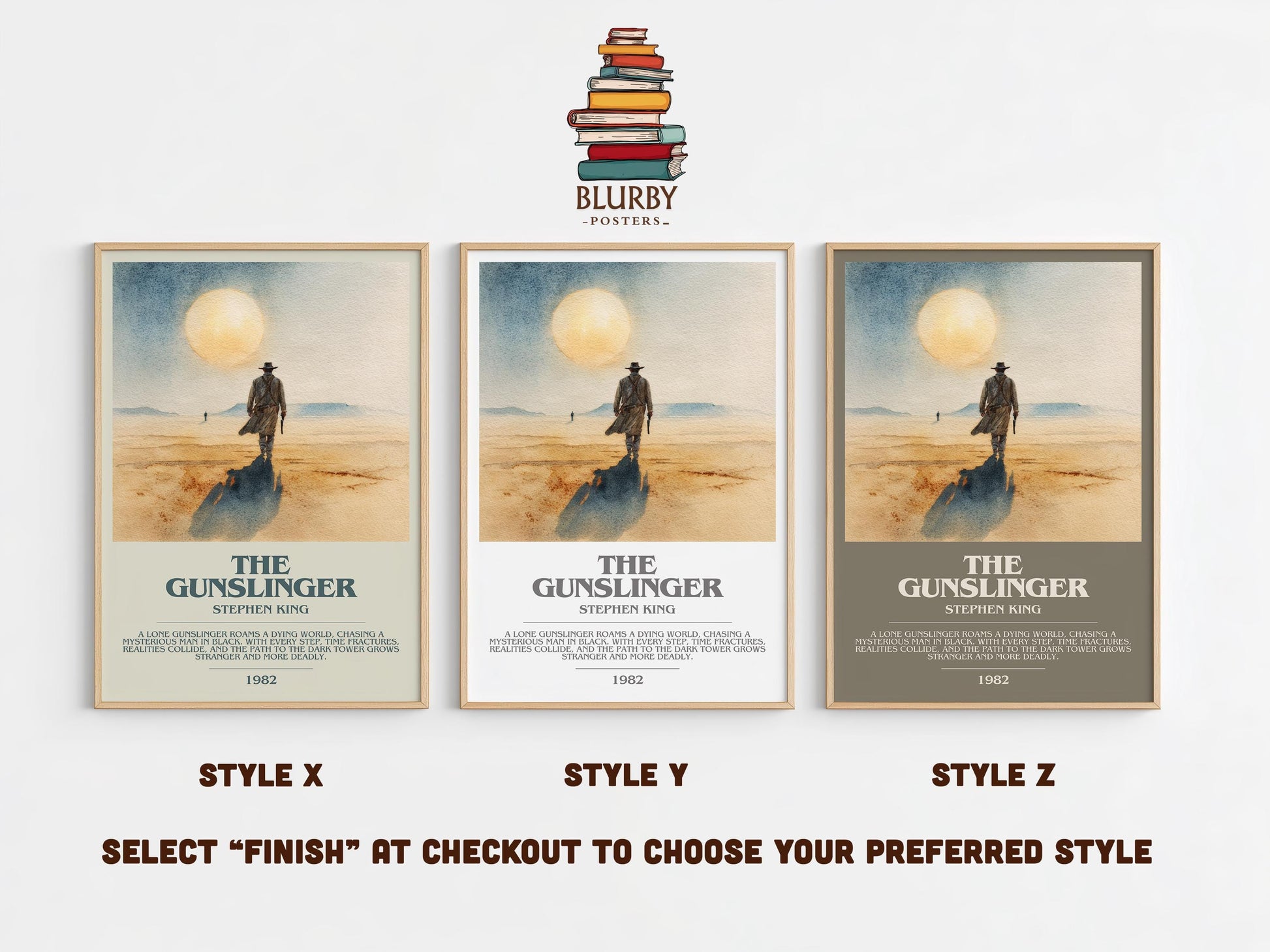 The Gunslinger bookish poster colour and style options – Stephen King book art