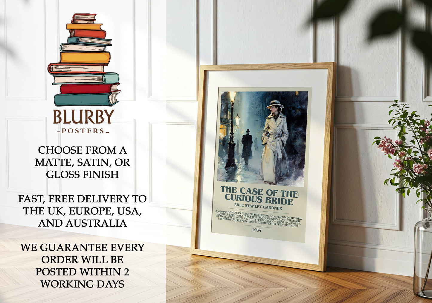 The Case of the Curious Bride by Erle Stanley Gardner | Descriptive Modern Book Art | Poster