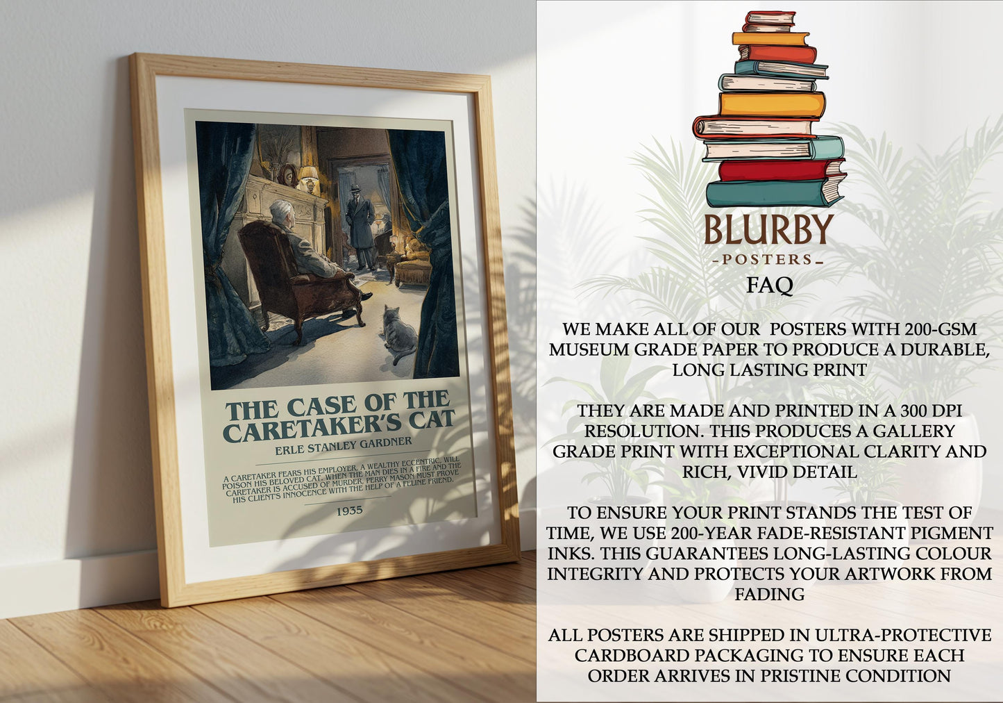 The Case of the Caretakers Cat by Erle Stanley Gardner | Descriptive Modern Book Art | Poster