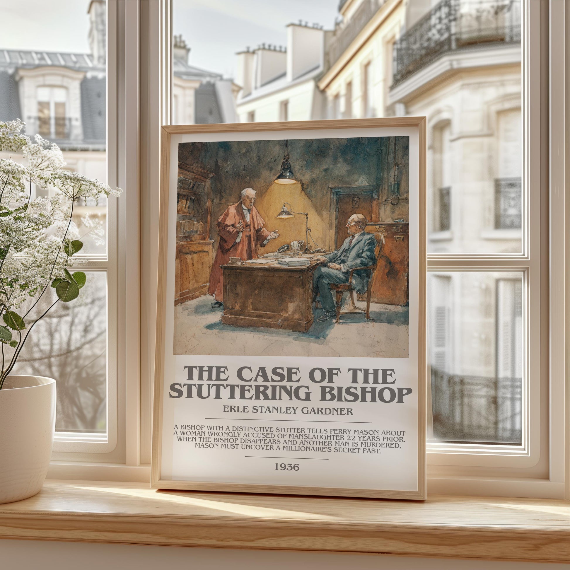 The Case of the Stuttering Bishop by Erle Stanley Gardner | Descriptive Modern Book Art | Poster