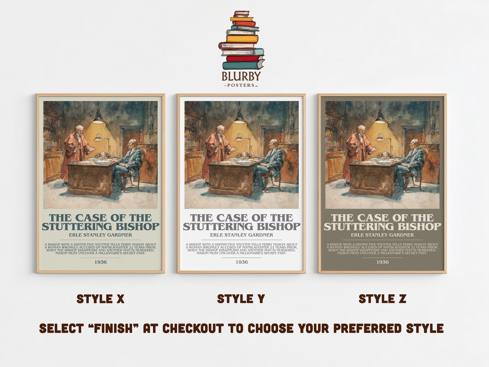 The Case of the Stuttering Bishop by Erle Stanley Gardner | Descriptive Modern Book Art | Poster