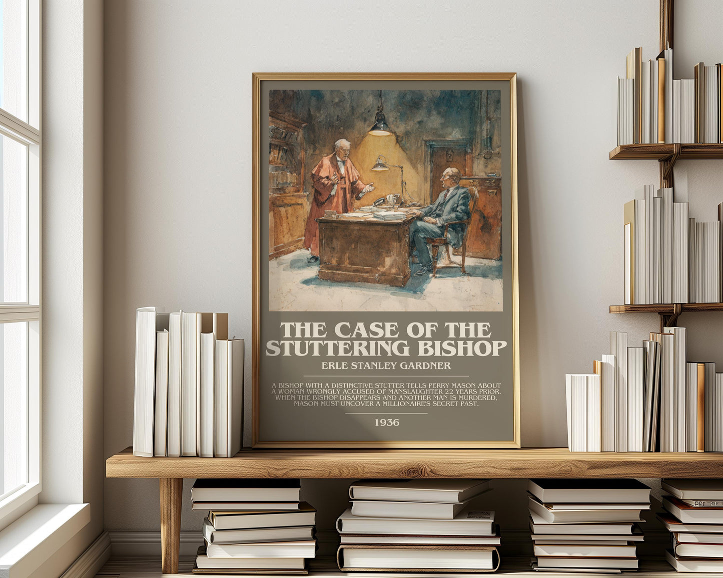 The Case of the Stuttering Bishop by Erle Stanley Gardner | Descriptive Modern Book Art | Poster