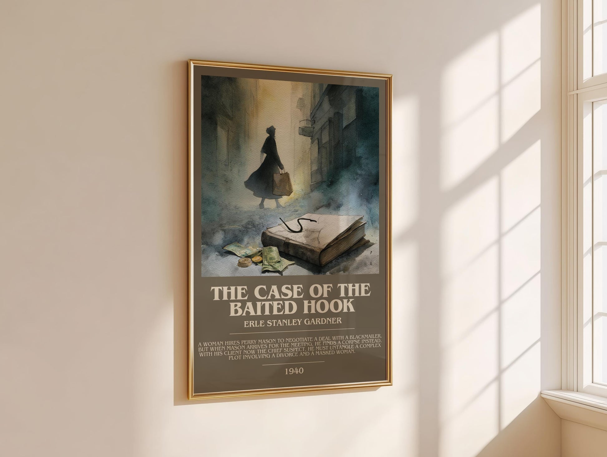 The Case of the Baited Hook by Erle Stanley Gardner | Descriptive Modern Book Art | Poster