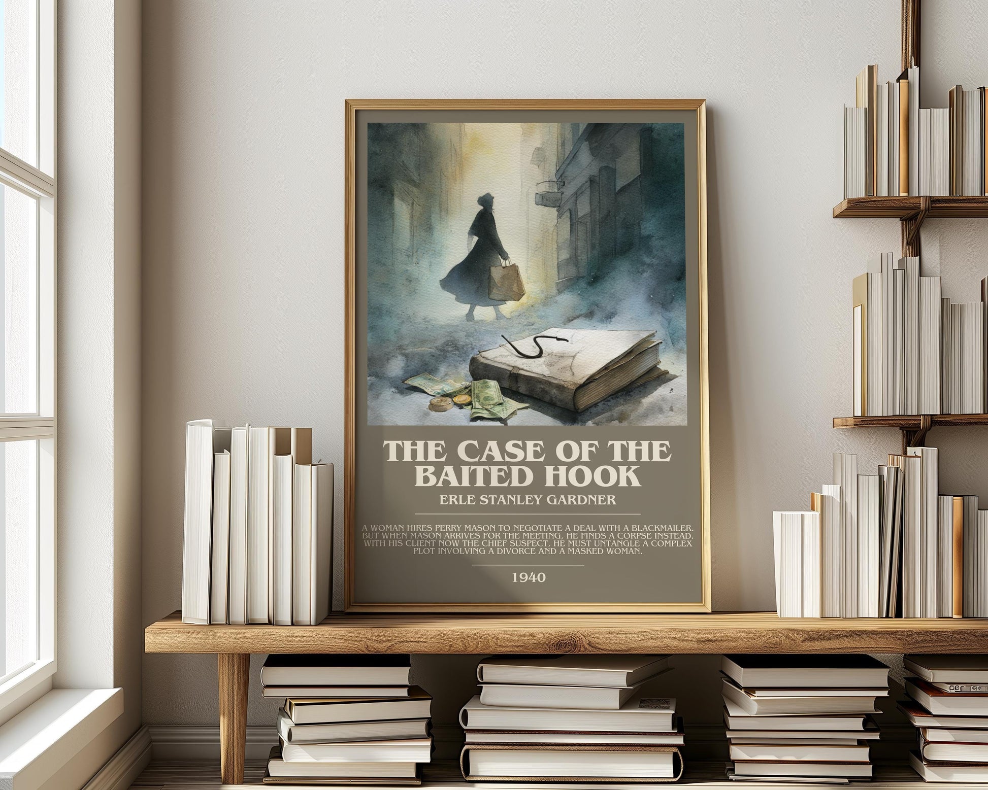 The Case of the Baited Hook by Erle Stanley Gardner | Descriptive Modern Book Art | Poster