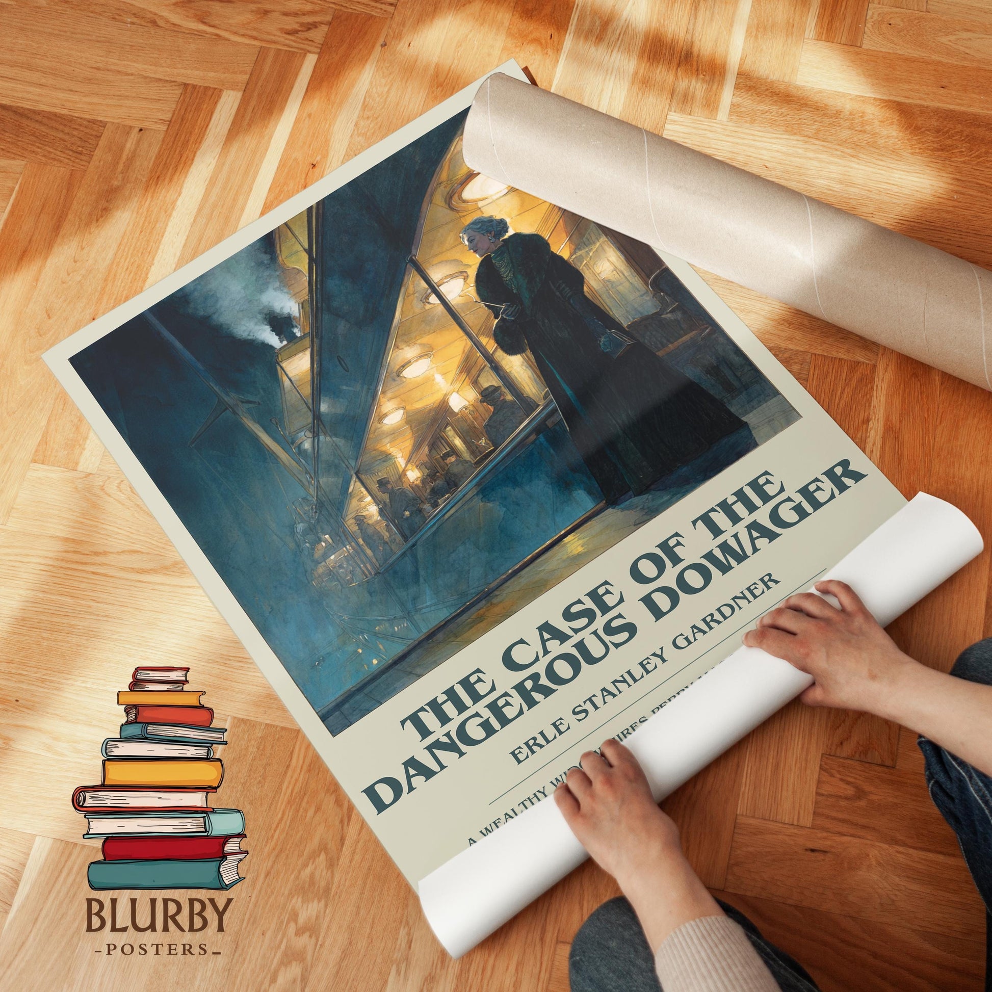 The Case of the Dangerous Dowager by Erle Stanley Gardner | Descriptive Modern Book Art | Poster