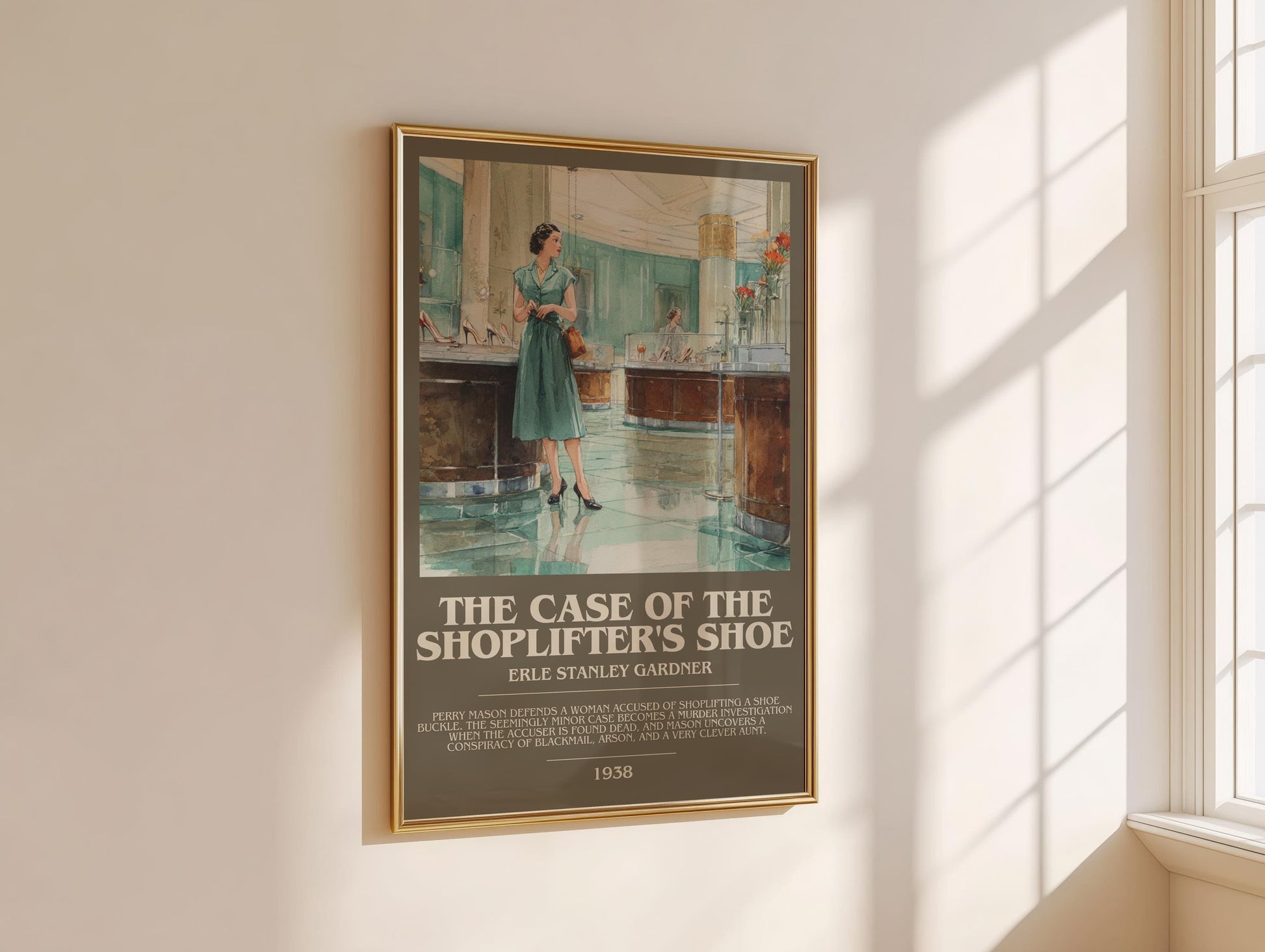 The Case of the Shoplifter's Shoe by Erle Stanley Gardner | Descriptive Modern Book Art | Poster