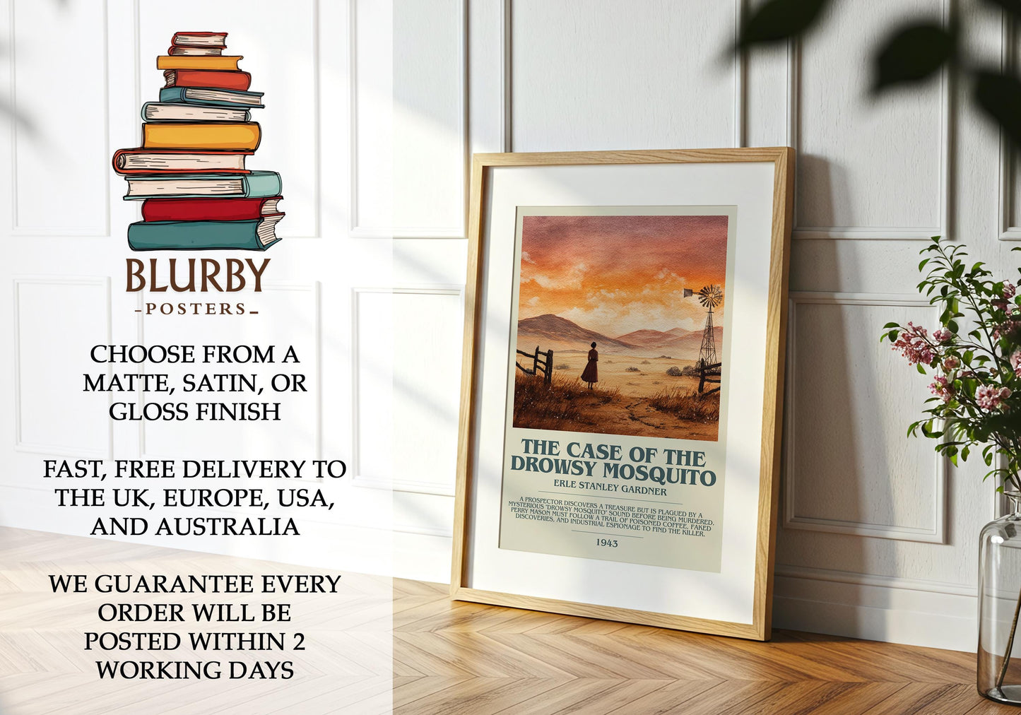 The Case of the Drowsy Mosquito's by Erle Stanley Gardner | Descriptive Modern Book Art | Poster