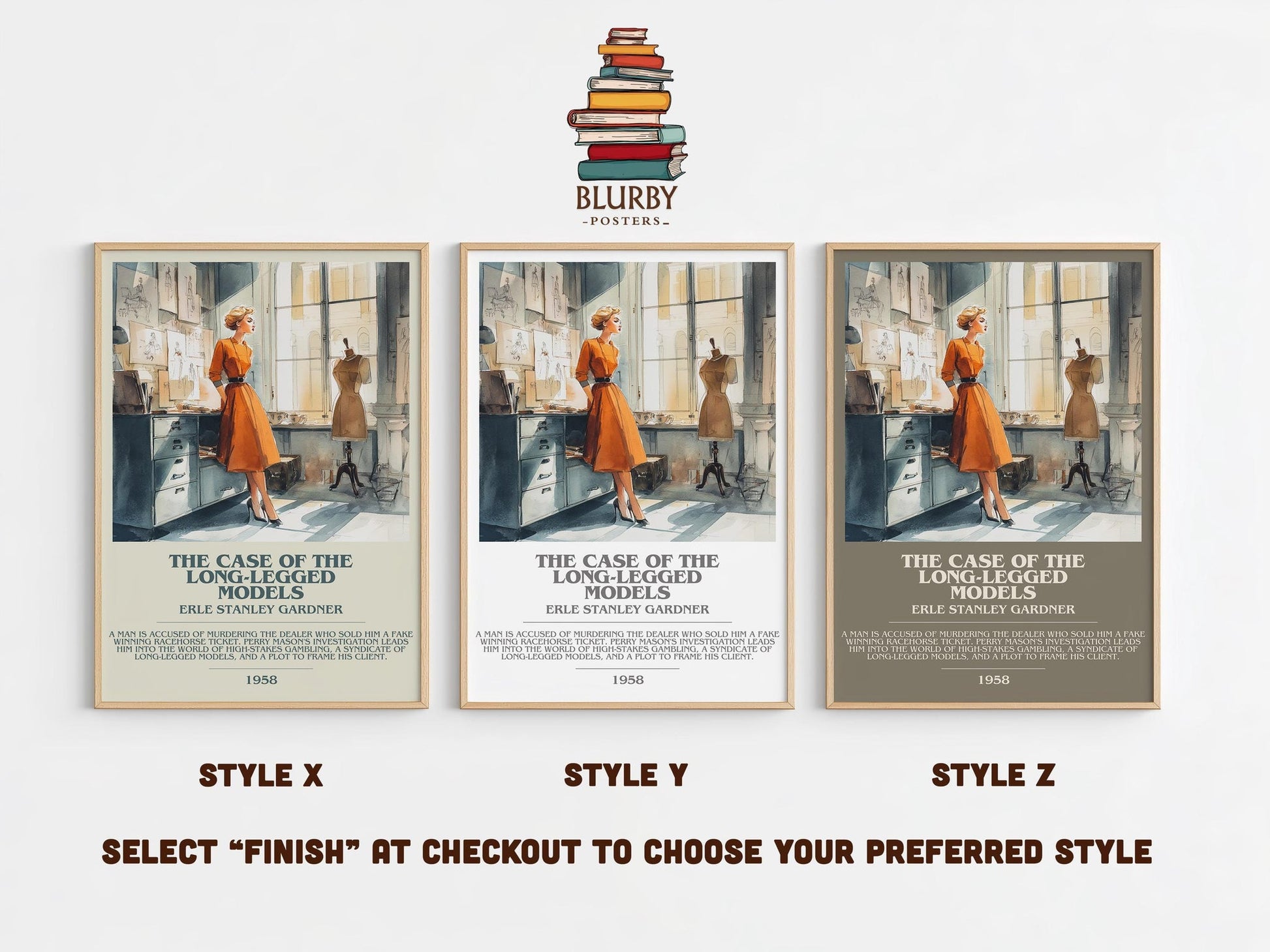 The Case of the Long-legged Models bookish poster colour and style options – Erle Stanley Gardner book art