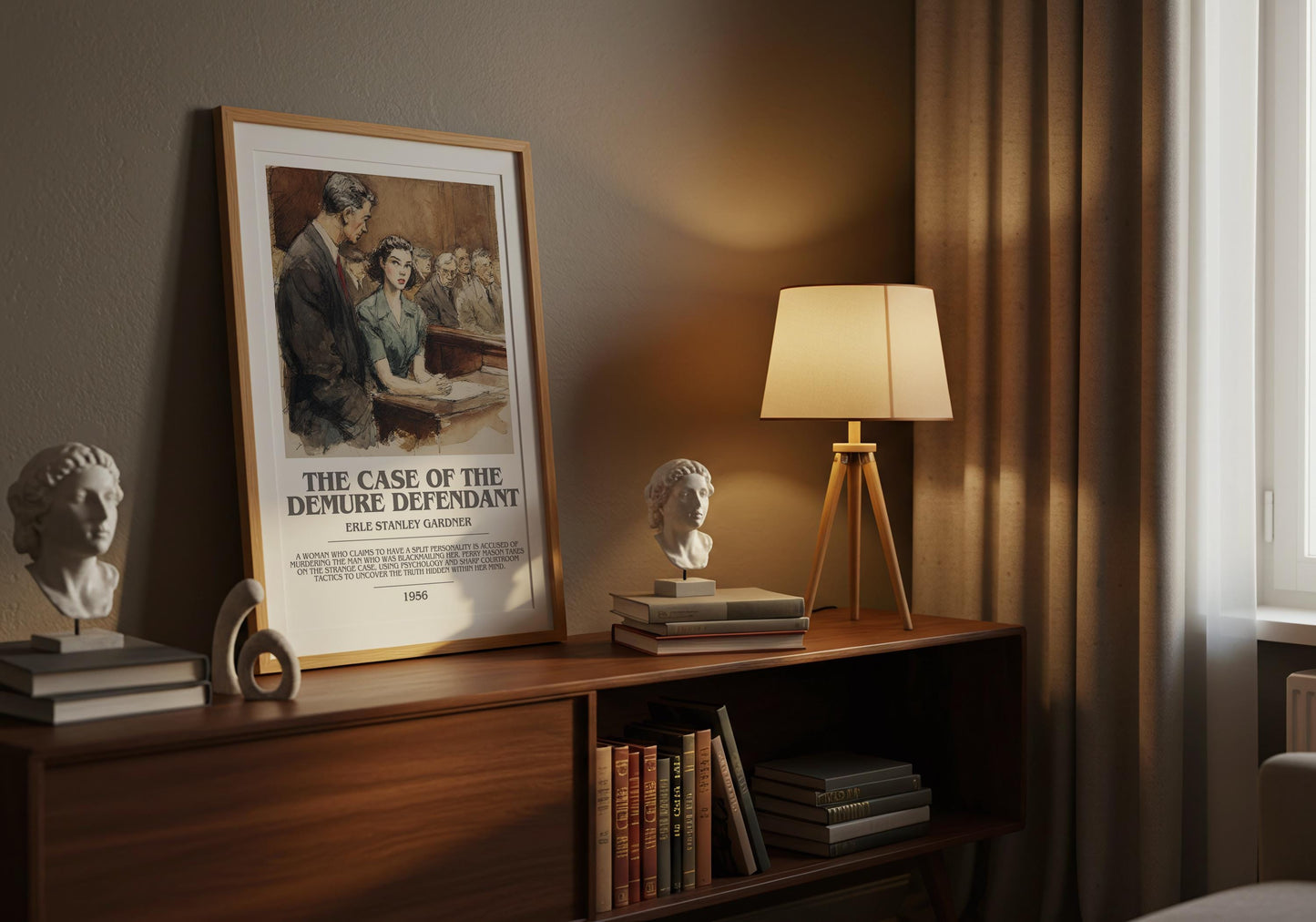 The Case of the Demure Defendant by Erle Stanley Gardner | Descriptive Modern Book Art | Poster