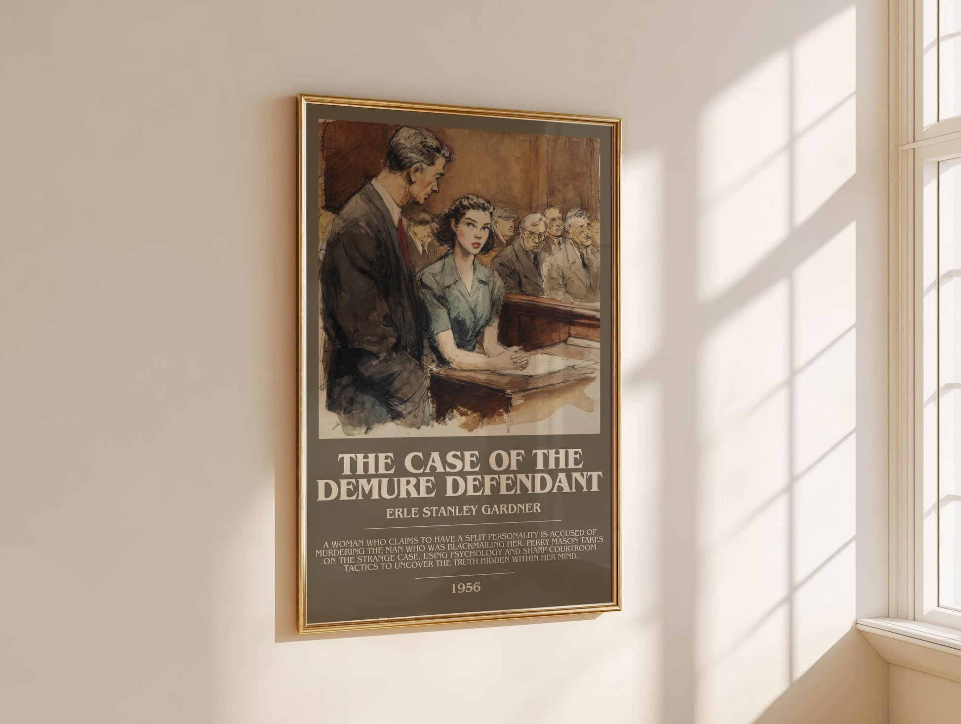 The Case of the Demure Defendant by Erle Stanley Gardner | Descriptive Modern Book Art | Poster