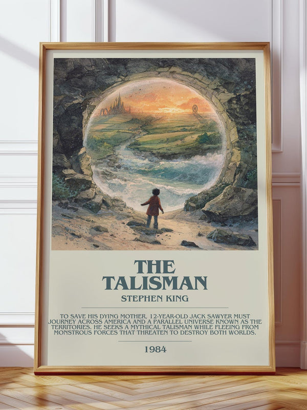 The Talisman bookish print in frame leaning in hallway – horror wall art