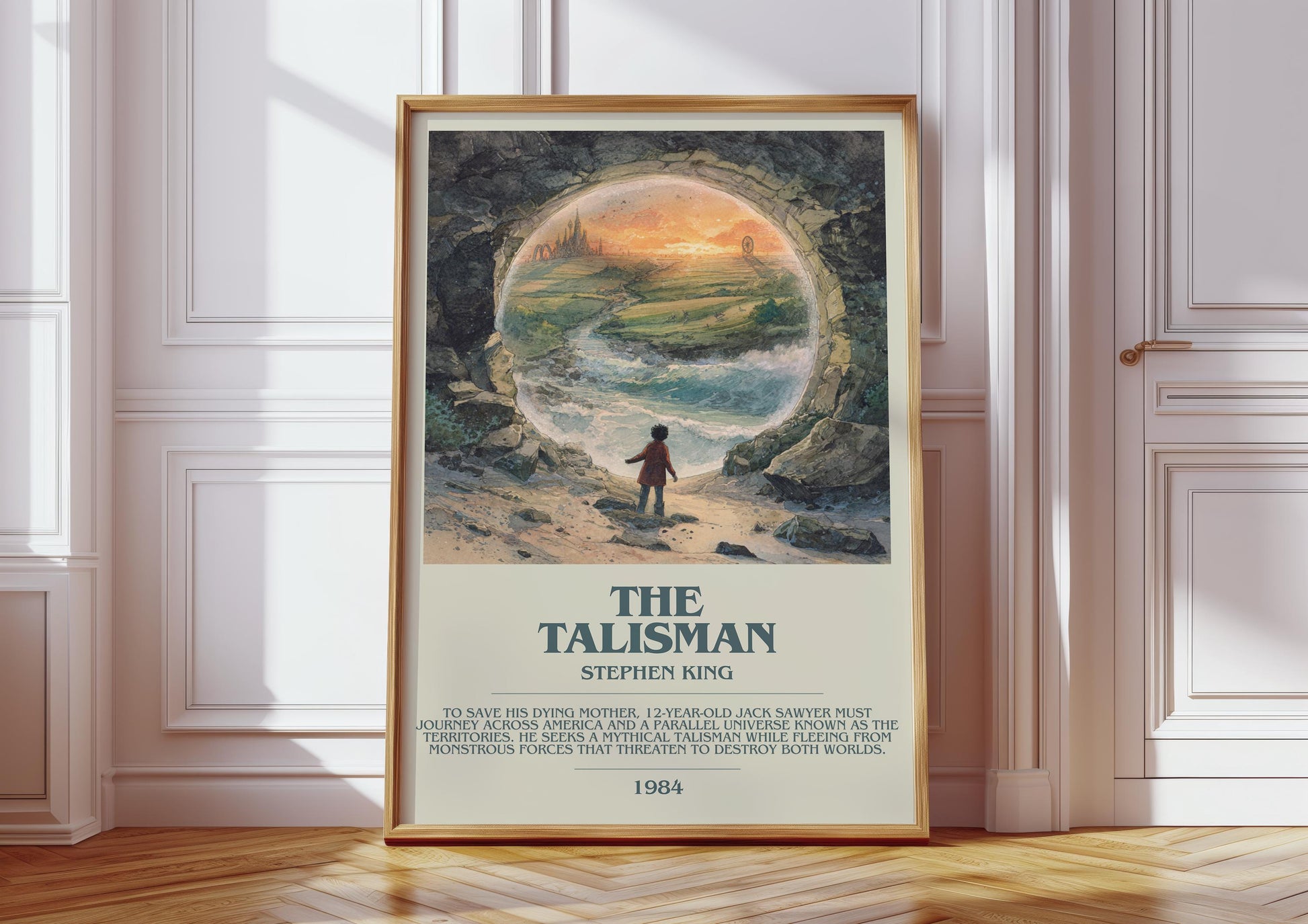The Talisman bookish print in frame leaning in hallway – horror wall art