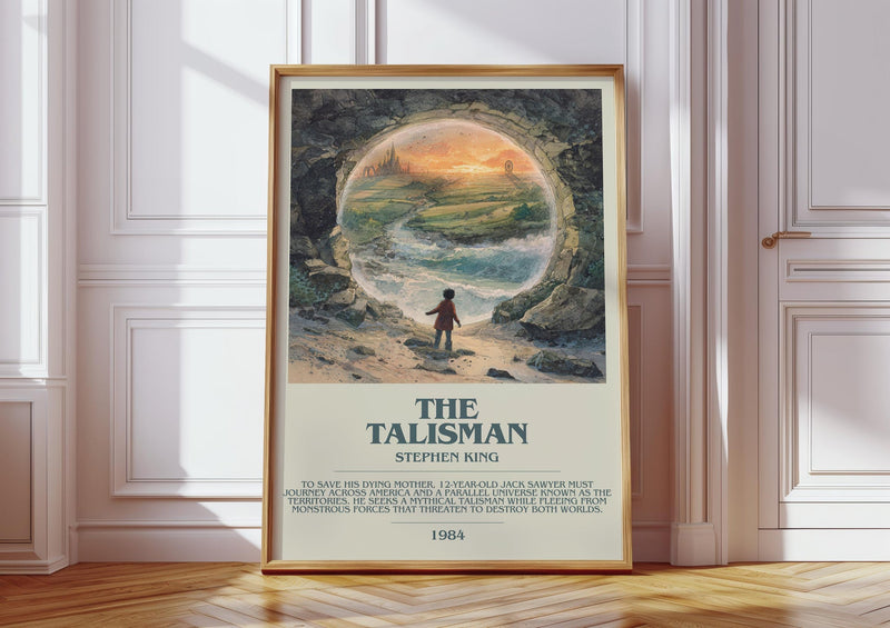 The Talisman bookish print in frame leaning in hallway – horror wall art
