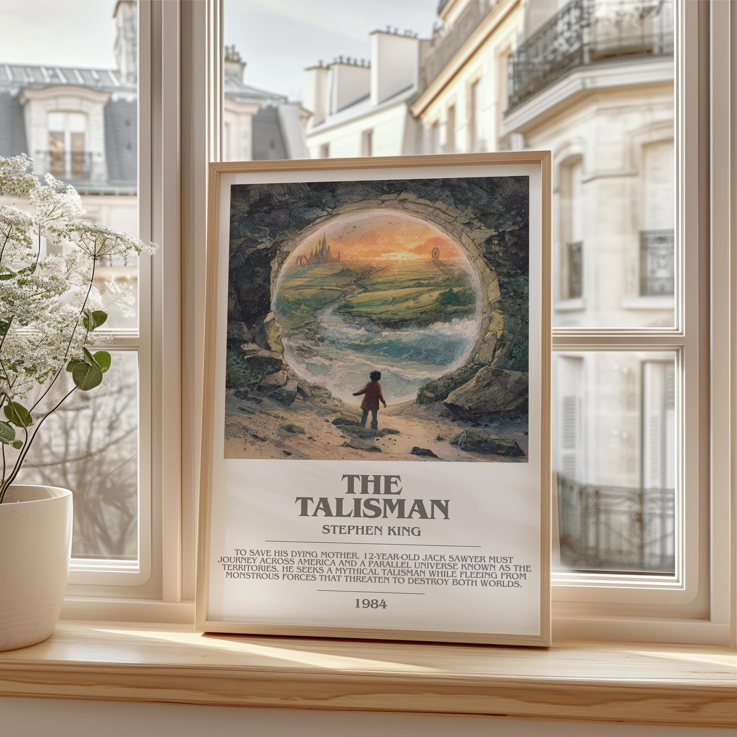 The Talisman bookish print framed by window – literary home decor