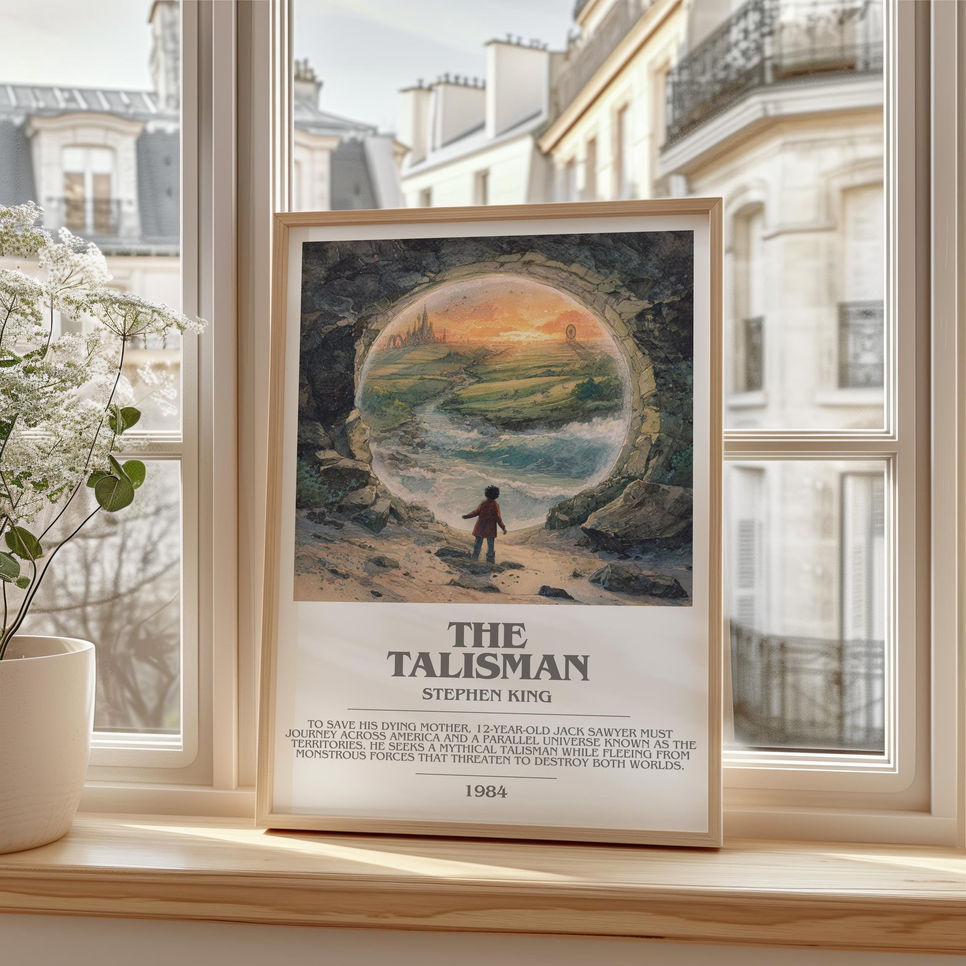 The Talisman bookish print framed by window – literary home decor