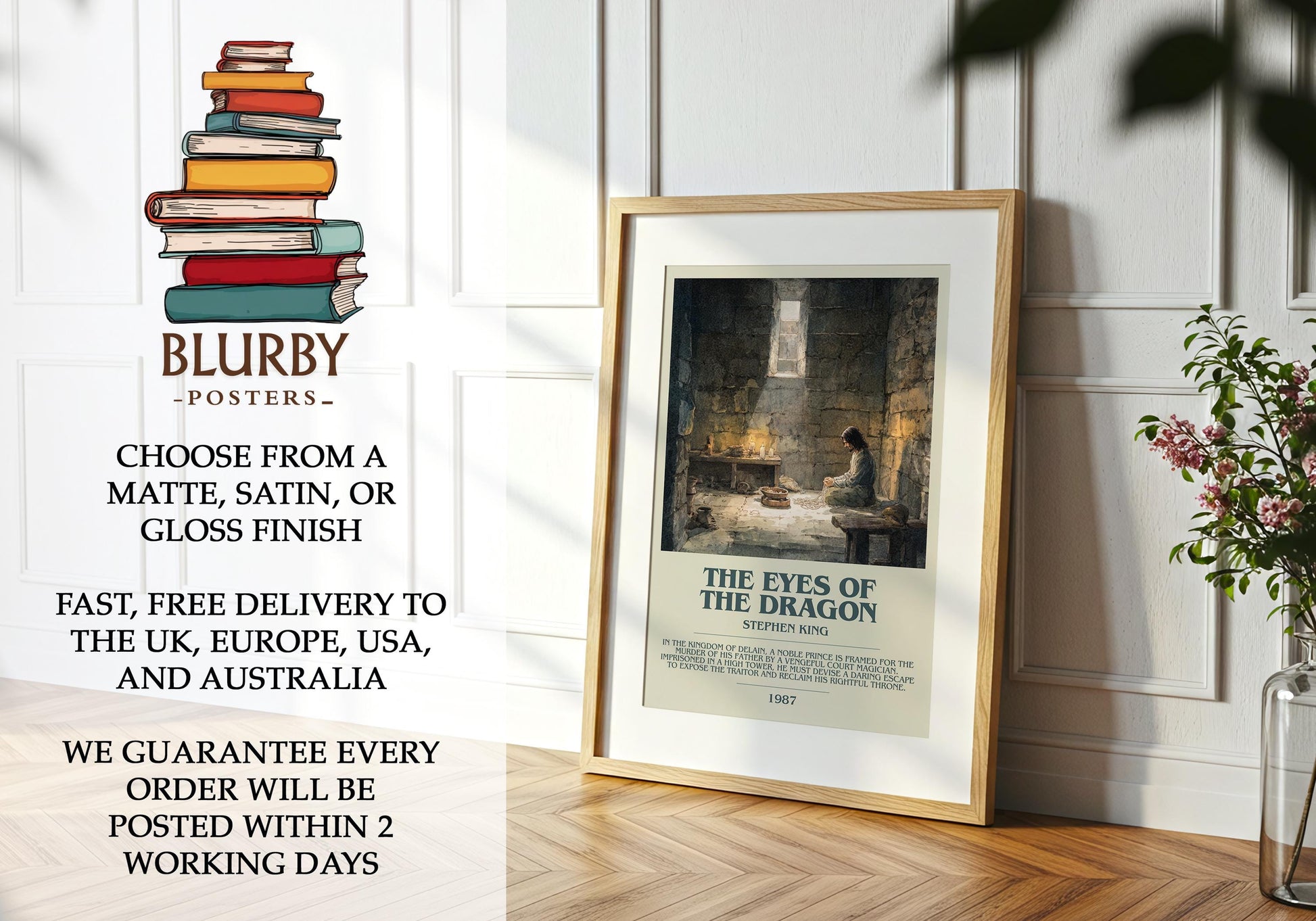 The Eyes Of The Dragon book poster packaging – museum-quality print rolled in protective tube