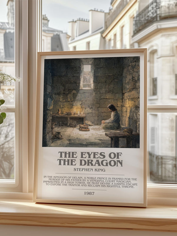 The Eyes Of The Dragon bookish print framed by window – literary home decor