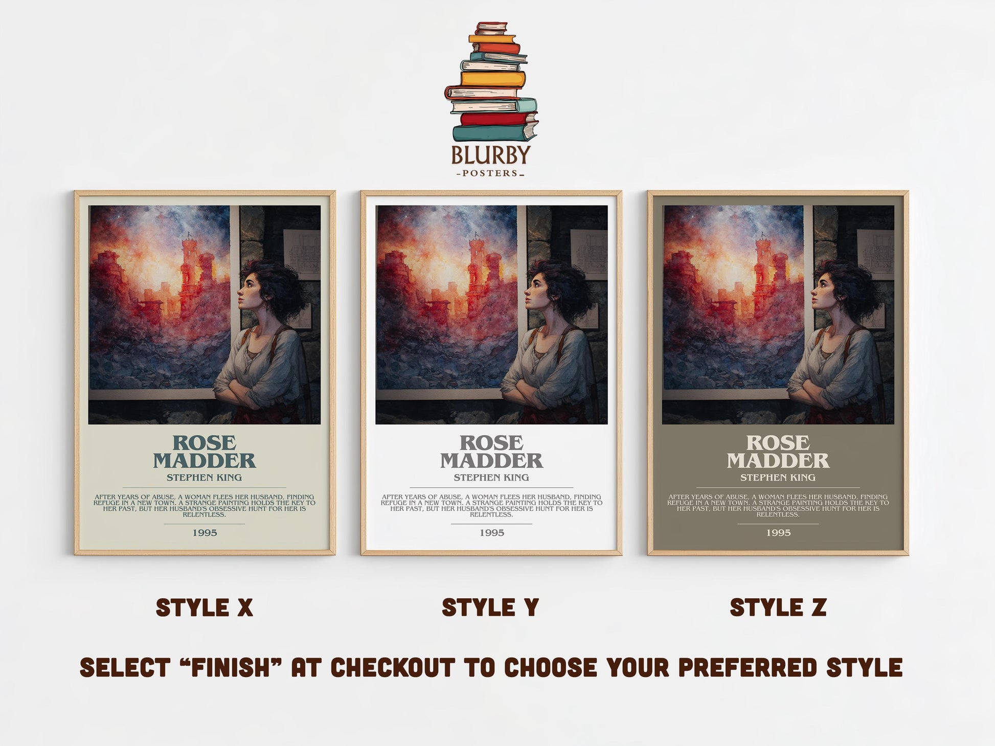 Rose Madder bookish poster colour and style options – Stephen King book art